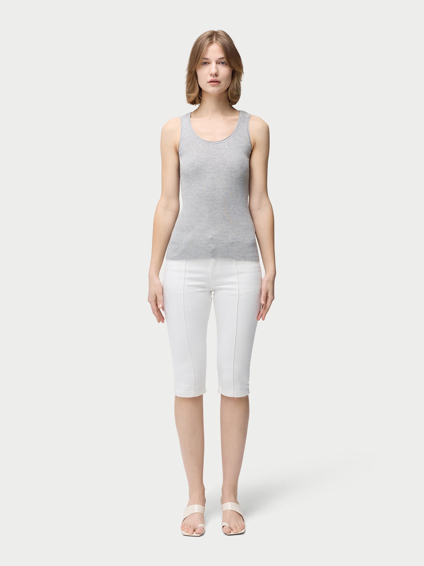 Women's Lightweight Cashmere Silk Tank Top Vapor Blue - Gobi Cashmere