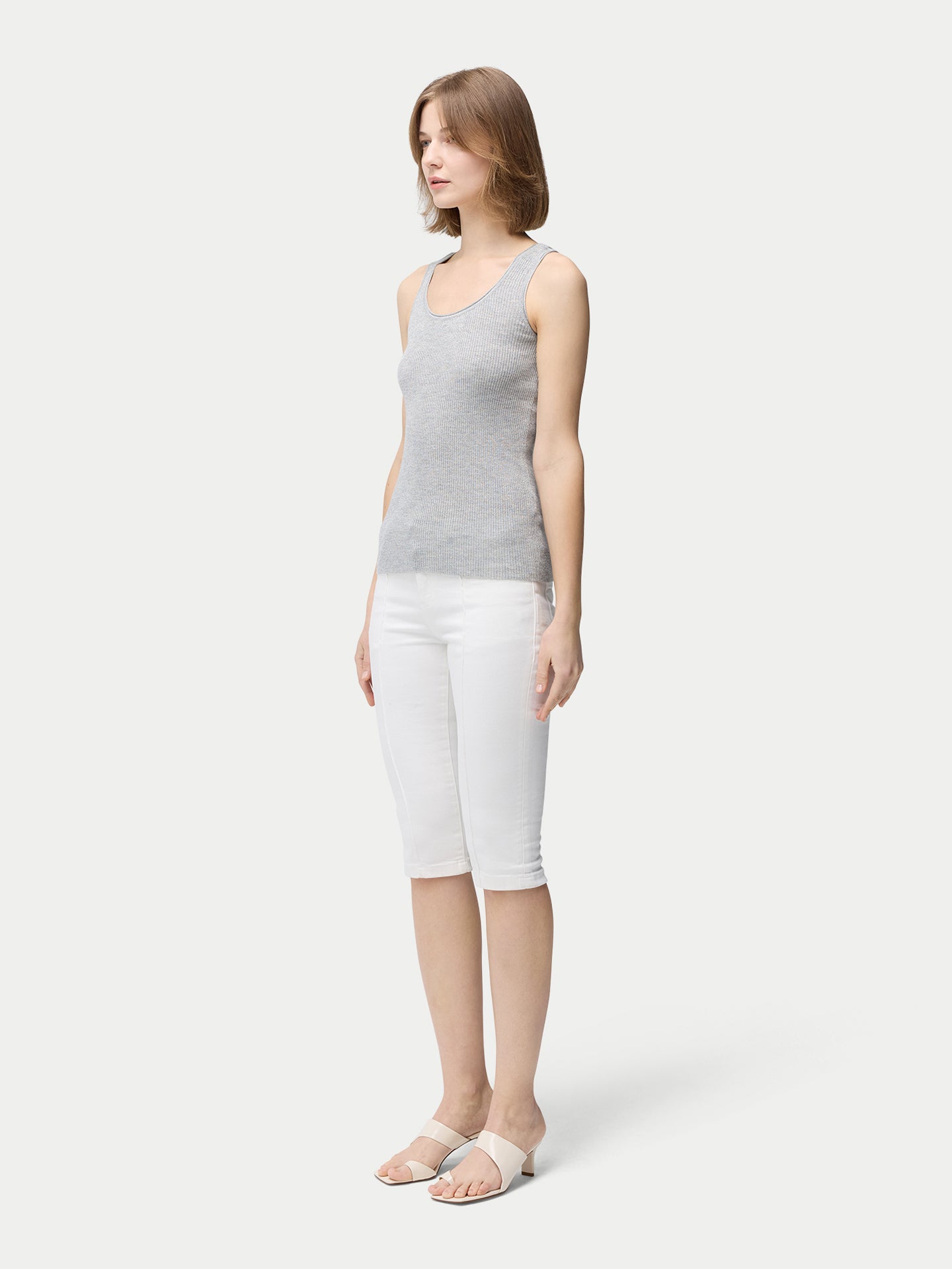 Women's Lightweight Cashmere Silk Tank Top Vapor Blue - Gobi Cashmere