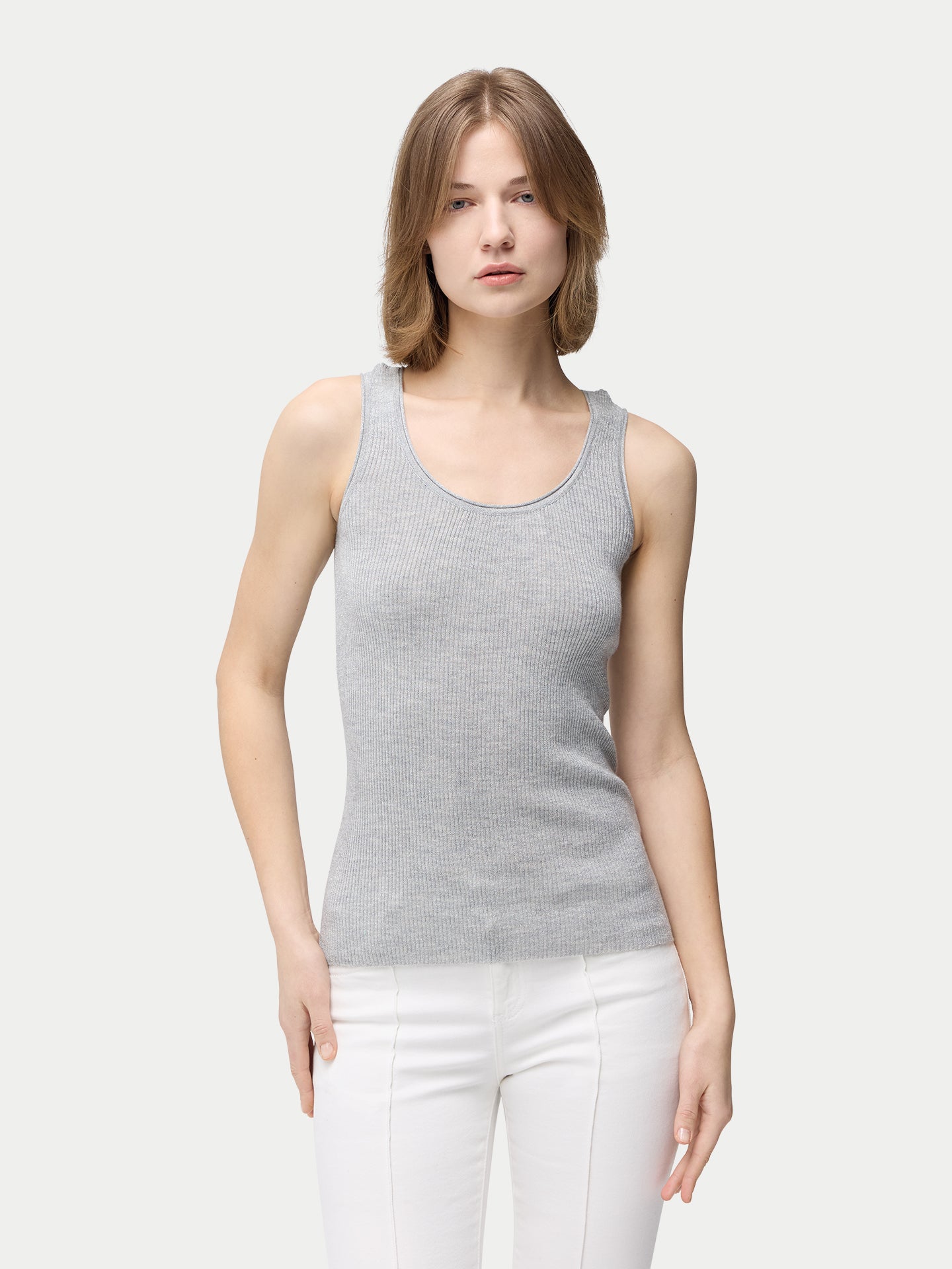 Women's Lightweight Cashmere Silk Tank Top Vapor Blue - Gobi Cashmere