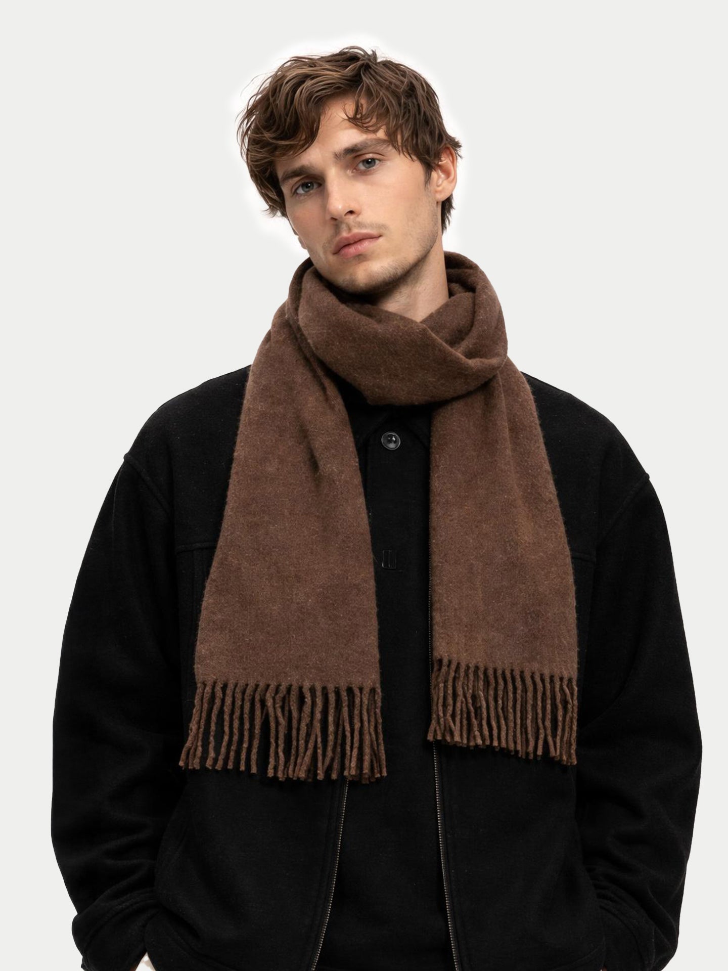 Écharpe avec franges en cachemire pour unisex Cacao - Gobi Cashmere
