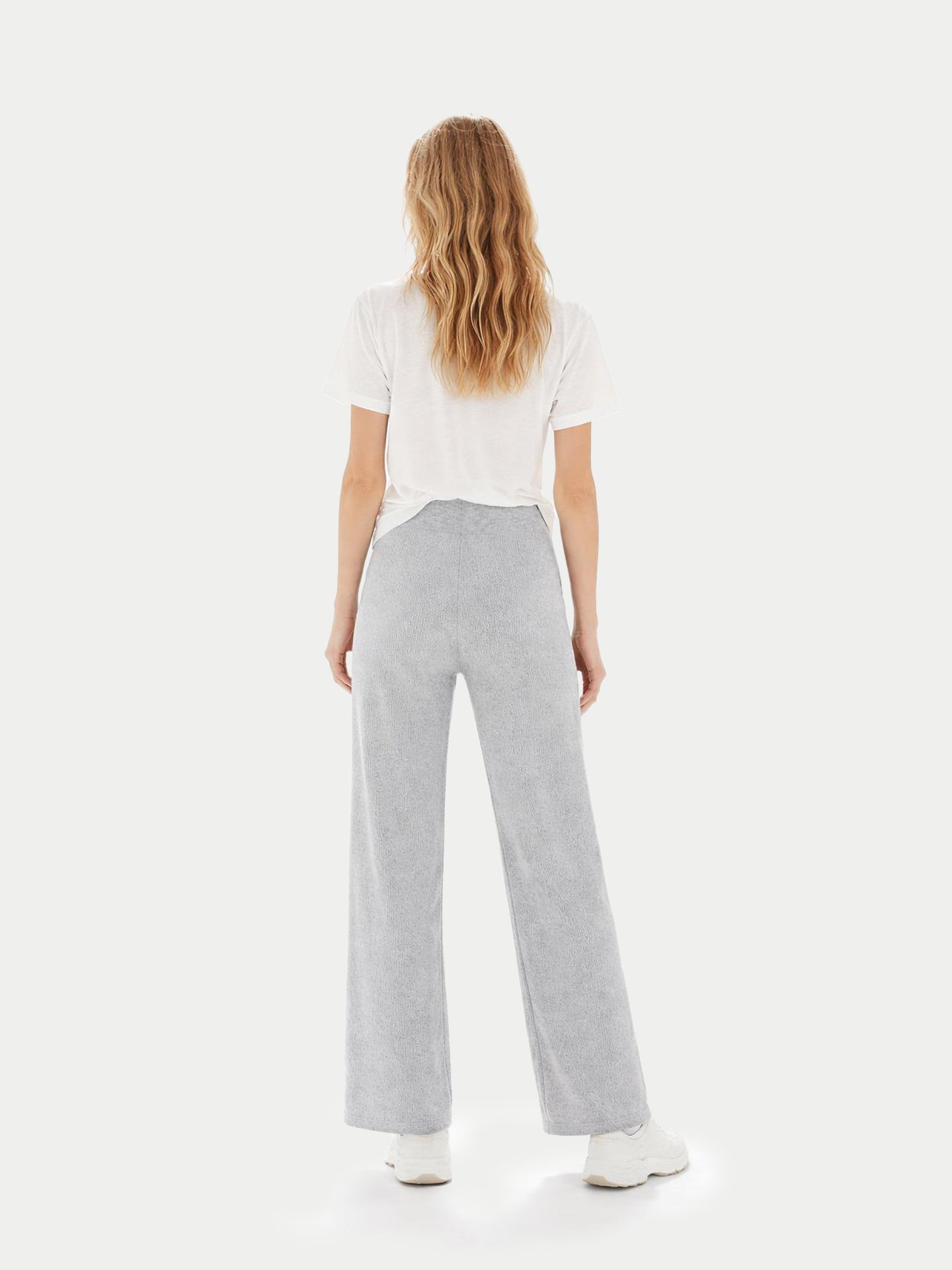 Pantalon en Cachemire Ajour à Jambes Larges