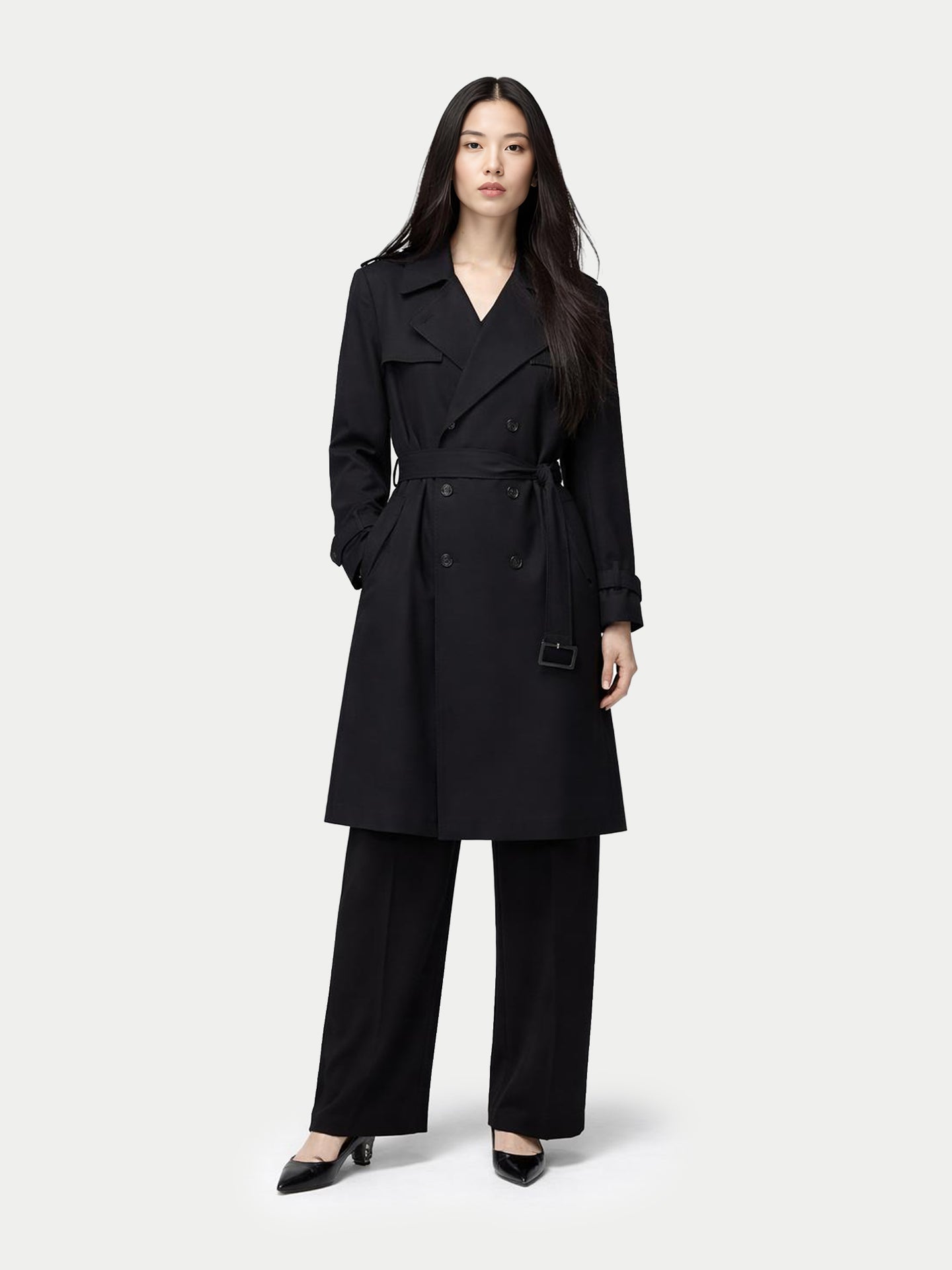 Trench-coat en cachemire à double boutonnage