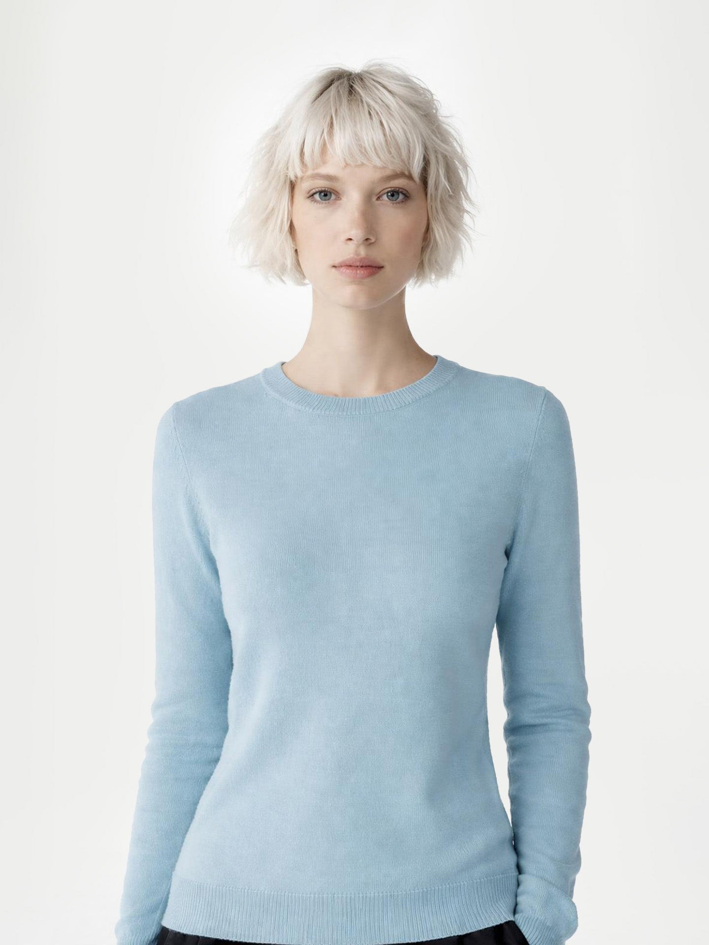 Pull col rond en cachemire Essential pour femmes Nuage Bleu - Gobi Cashmere