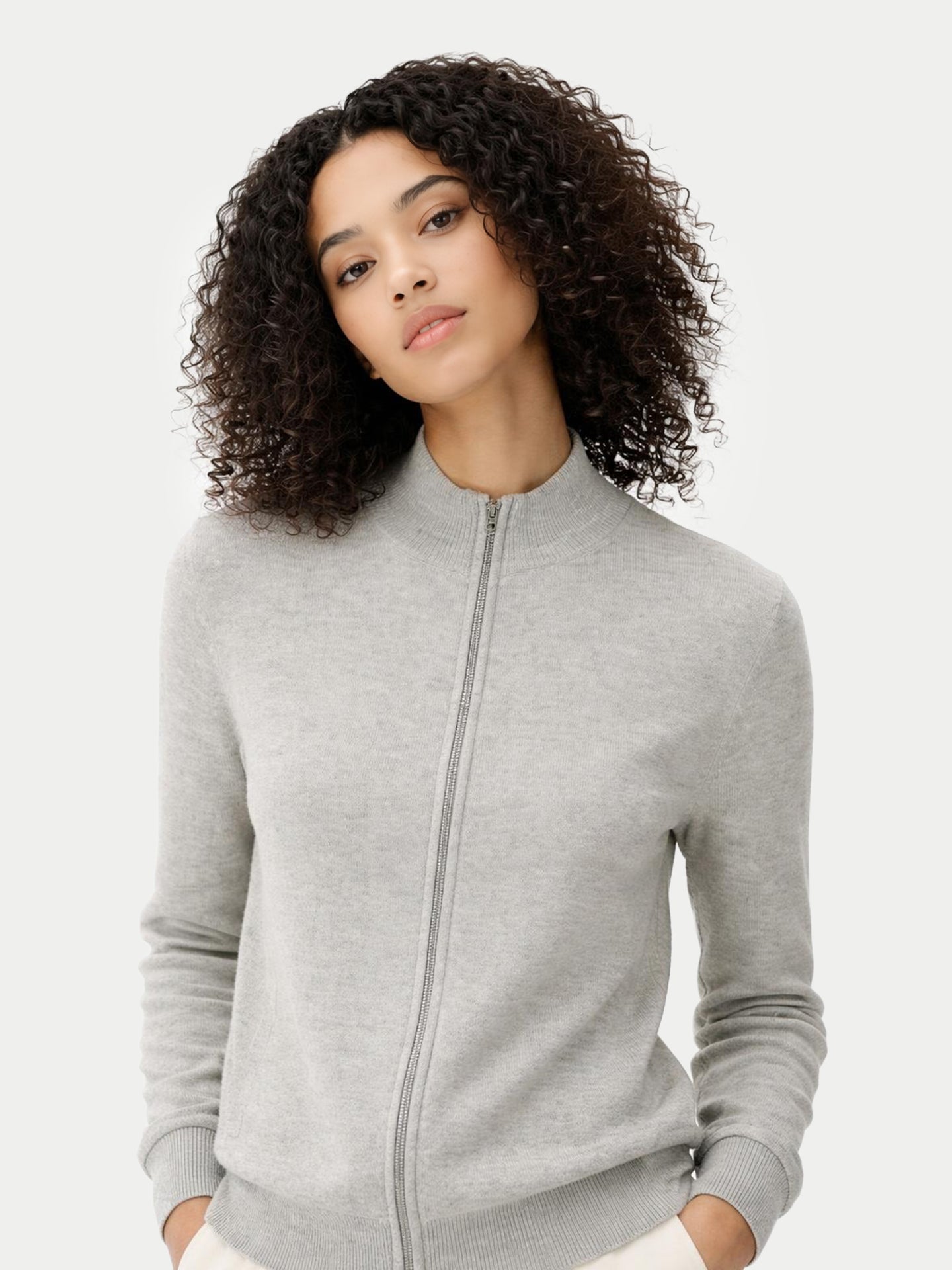 Cardigan zippé en cachemire Essential pour femmes