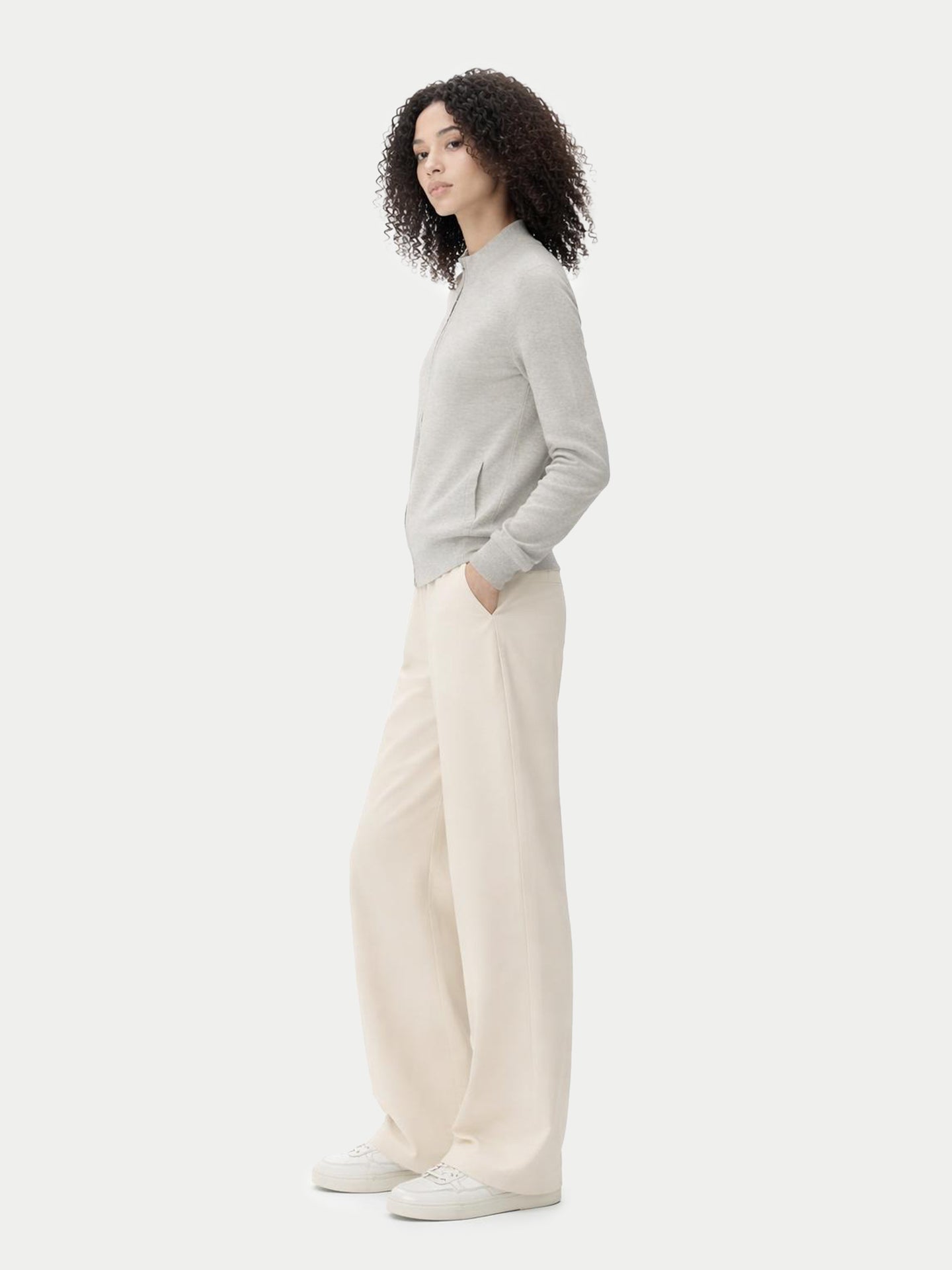 Cardigan zippé en cachemire Essential pour femmes