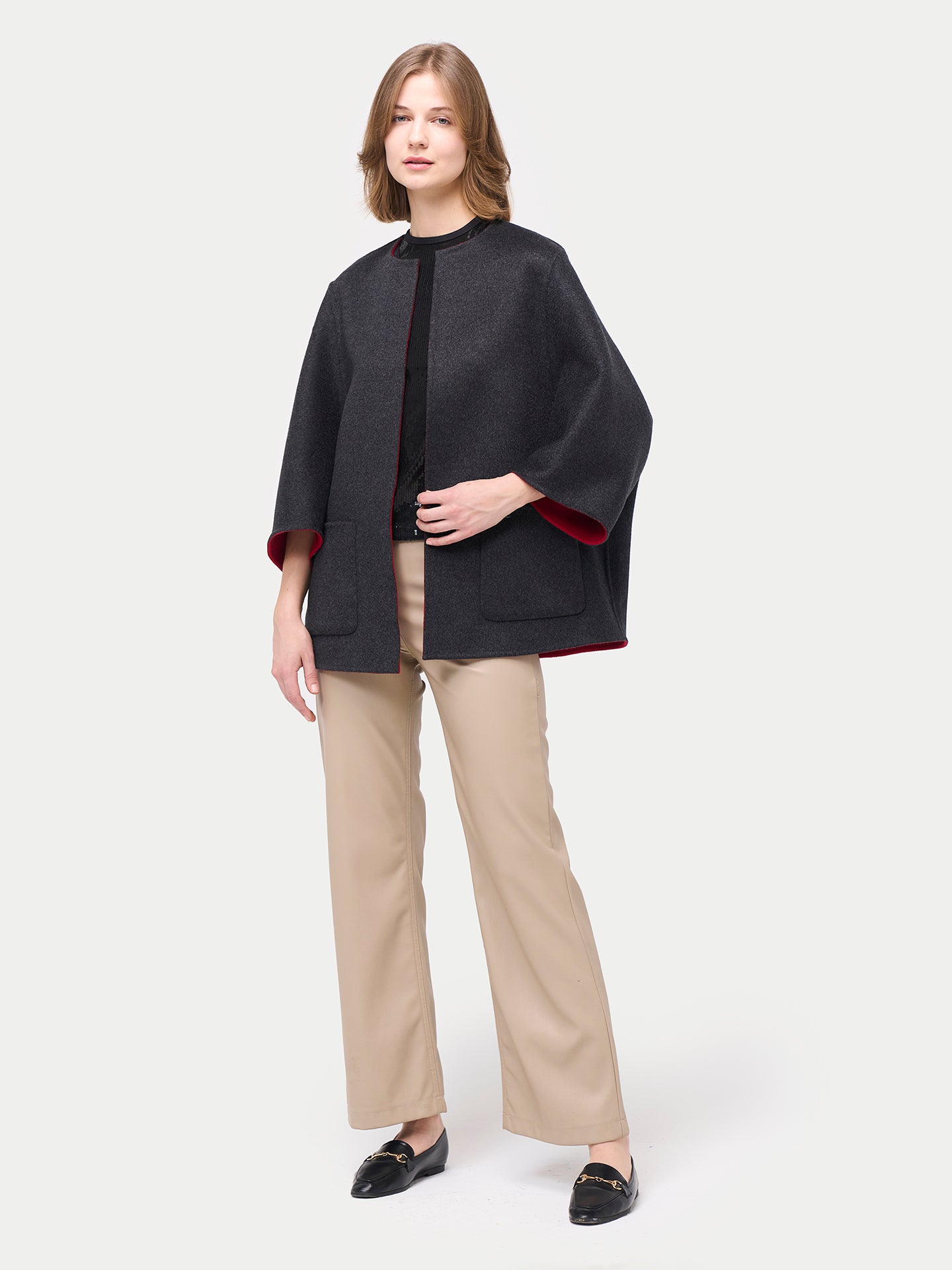 Veste Poncho en cachemire avec poches | GOBI Cashmere