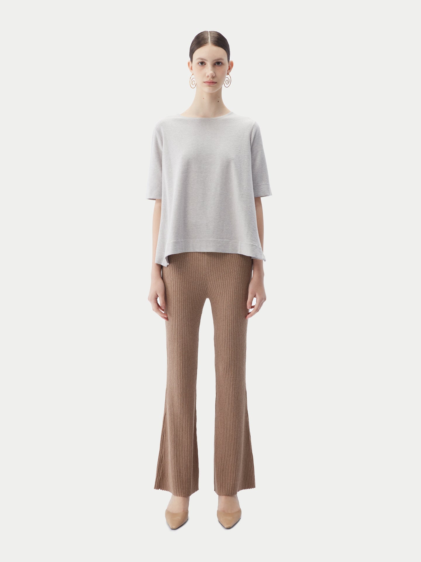 T-shirt boxy confortable et douillet Taupe | GOBI Cashmere 
