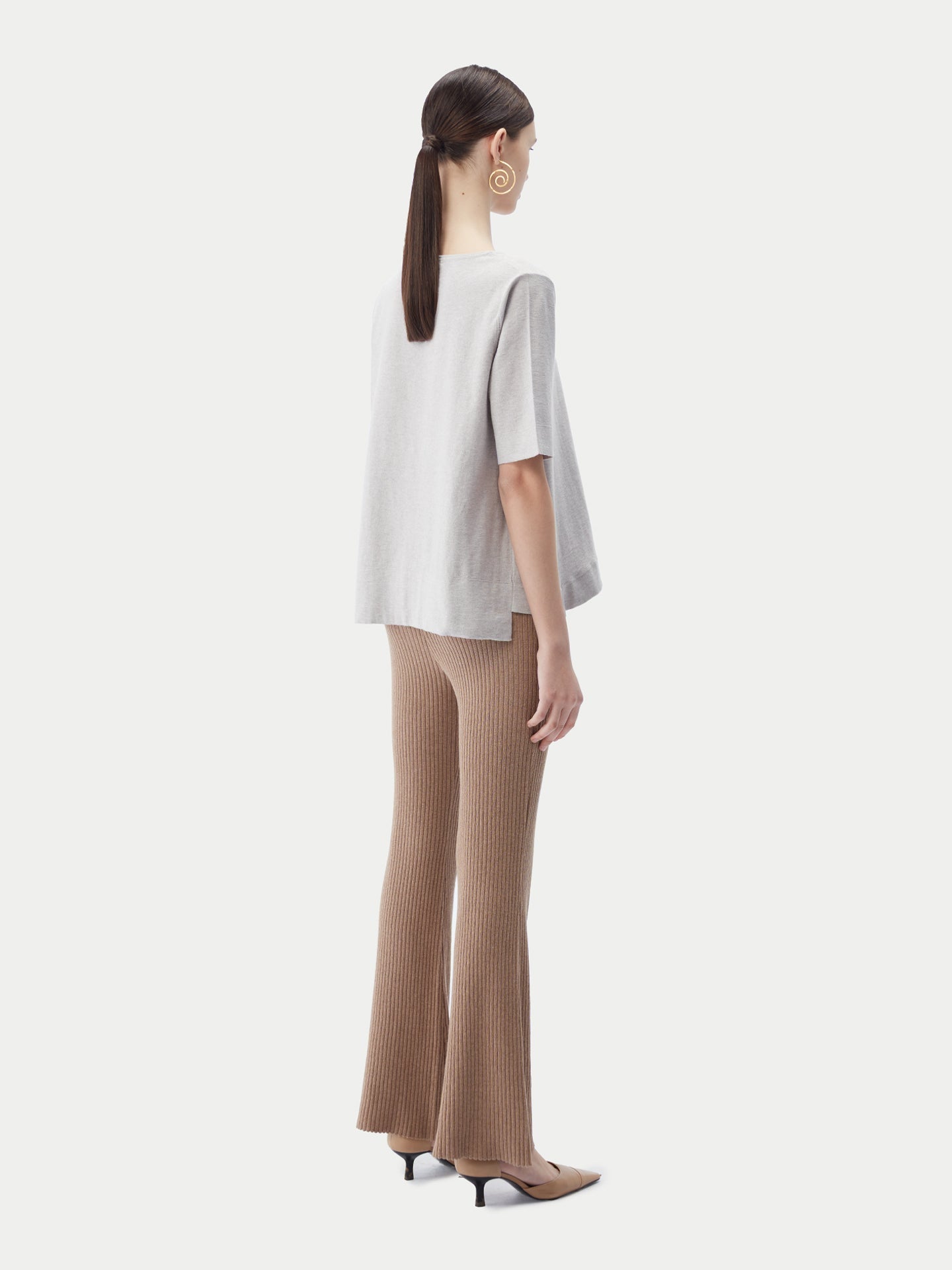 T-shirt boxy confortable et douillet Taupe | GOBI Cashmere 