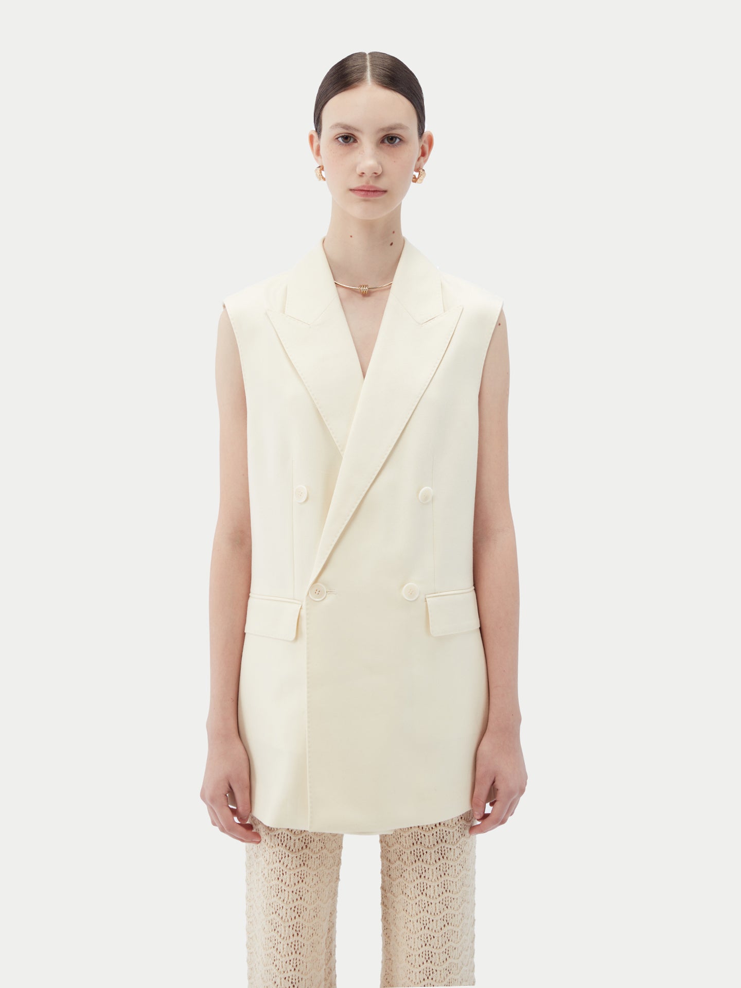 Gilet homme en cachemire, boutonnage croisé Couleur Organique