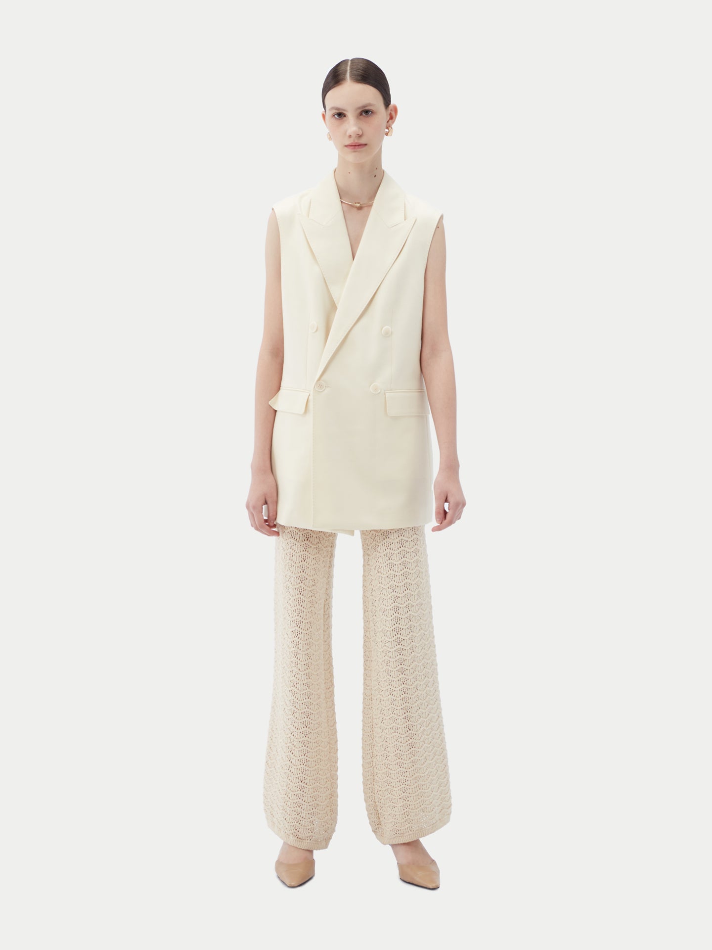 Gilet homme en cachemire, boutonnage croisé Couleur Organique