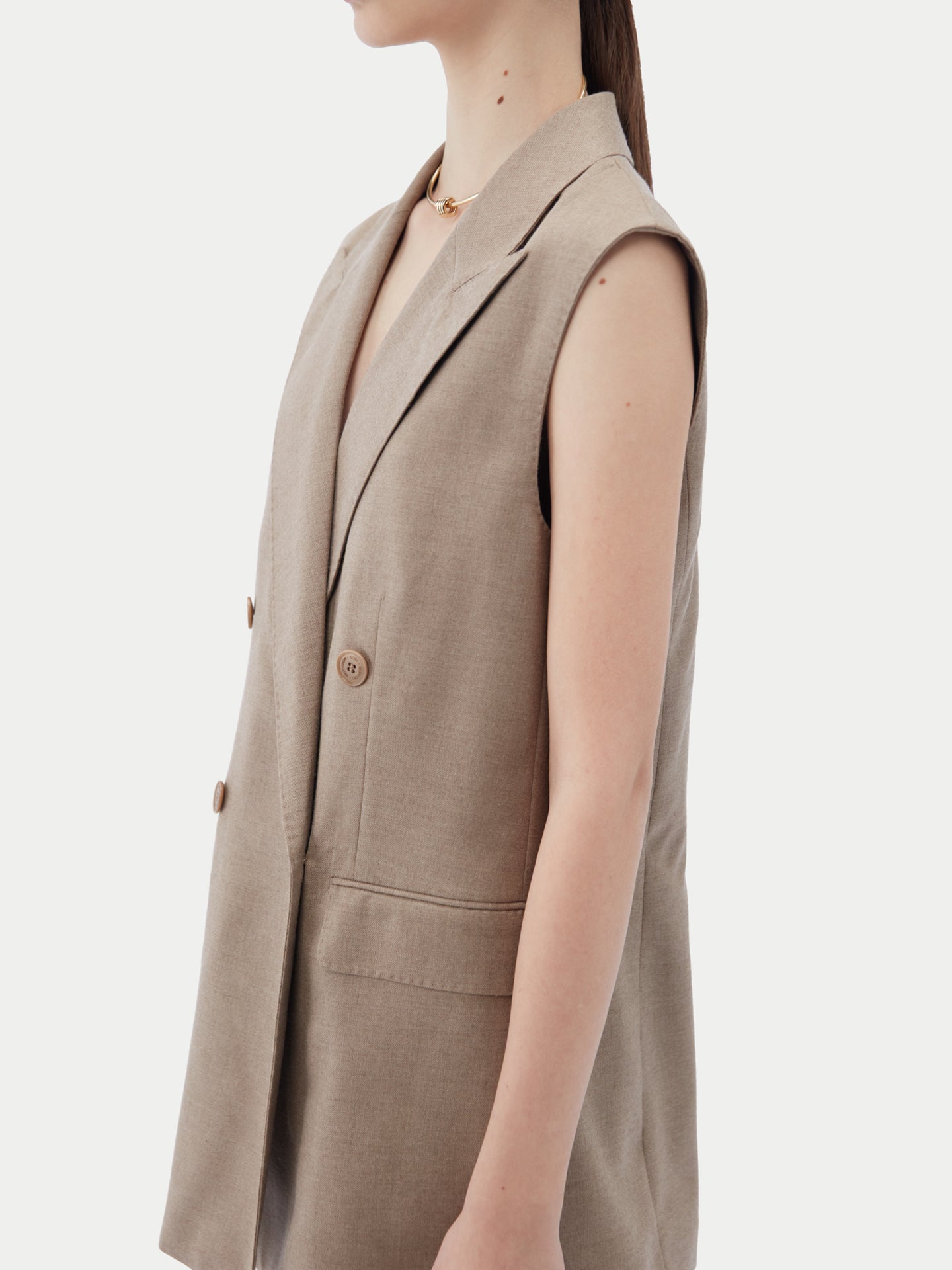 Gilet homme en cachemire, boutonnage croisé Couleur Organique