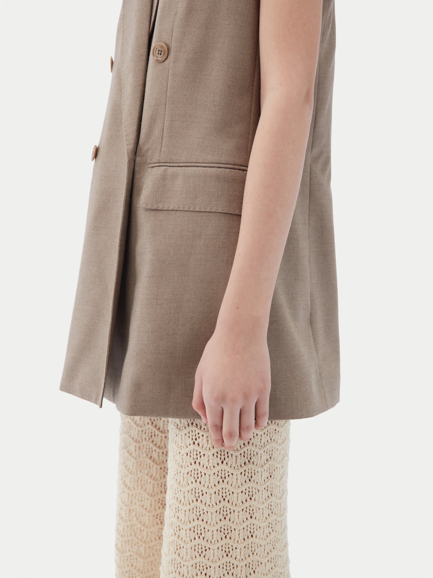 Gilet homme en cachemire, boutonnage croisé Couleur Organique