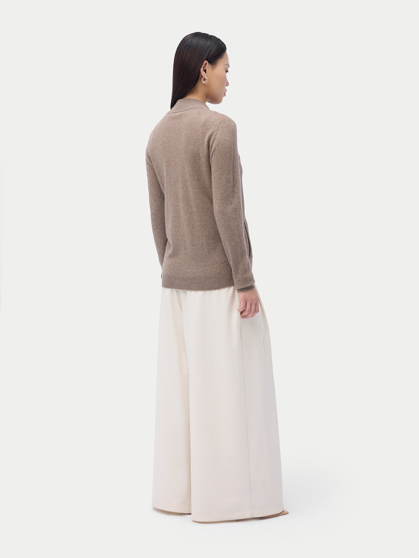 Cardigan zippé en cachemire Essential pour femmes Couleur Organique