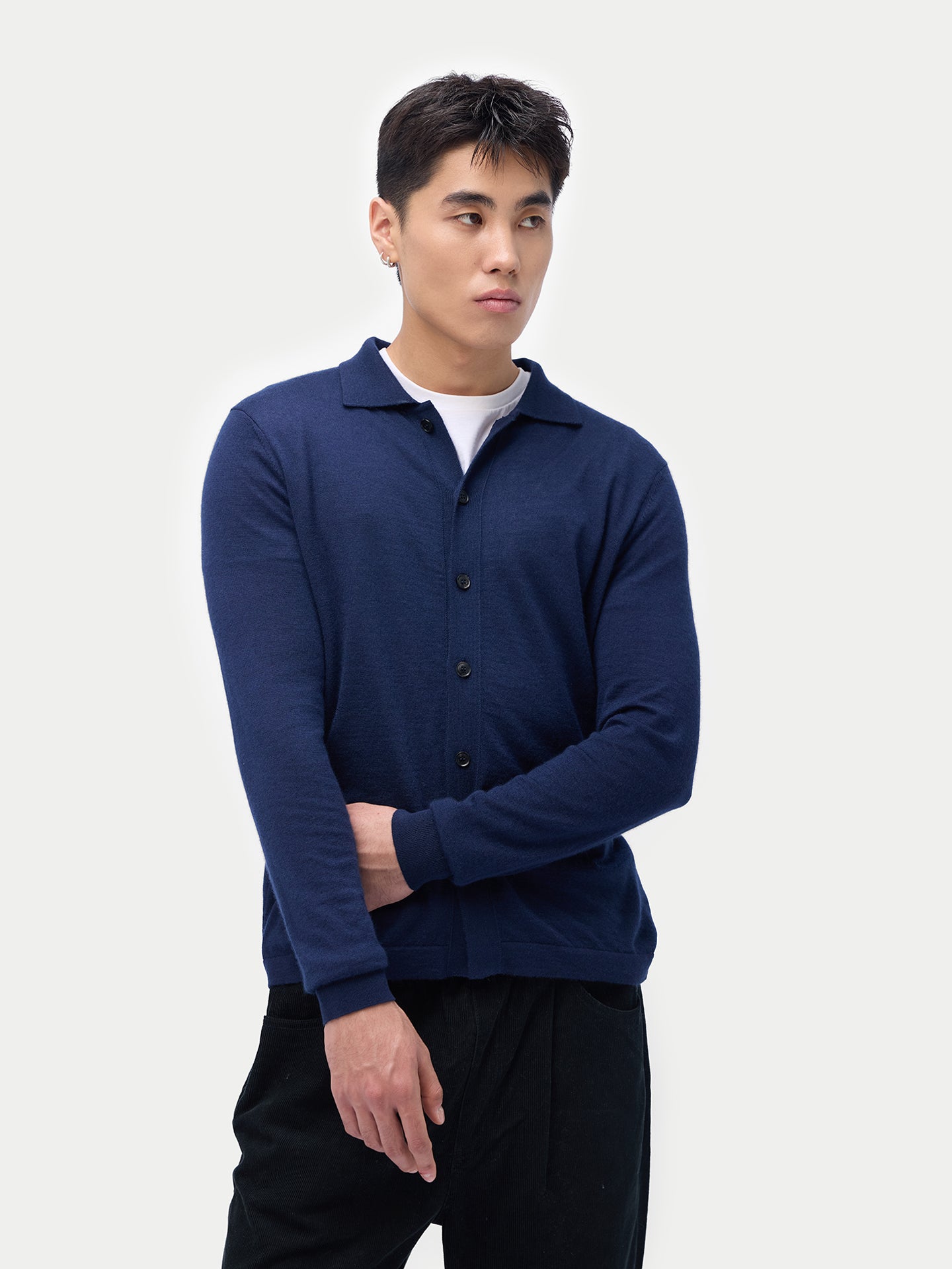 Cardigan à col roulé en cachemire et soie