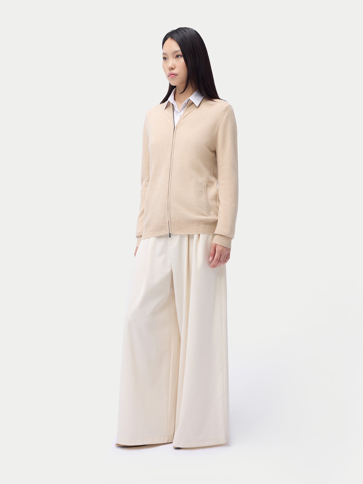 Cardigan zippé en cachemire Essential pour femmes
