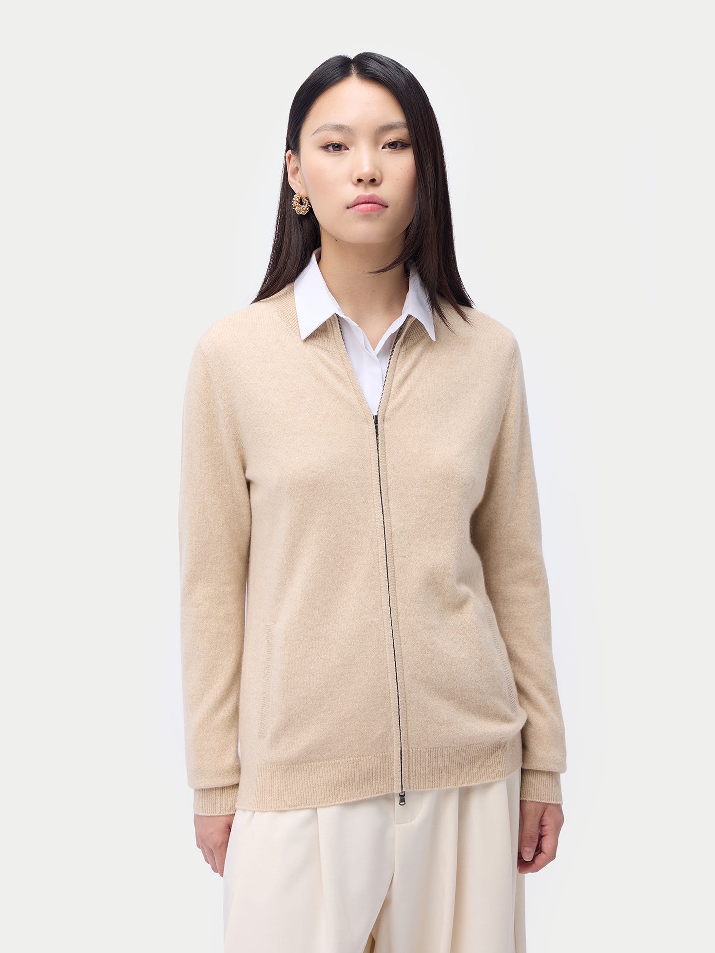 Cardigan zippé en cachemire Essential pour femmes