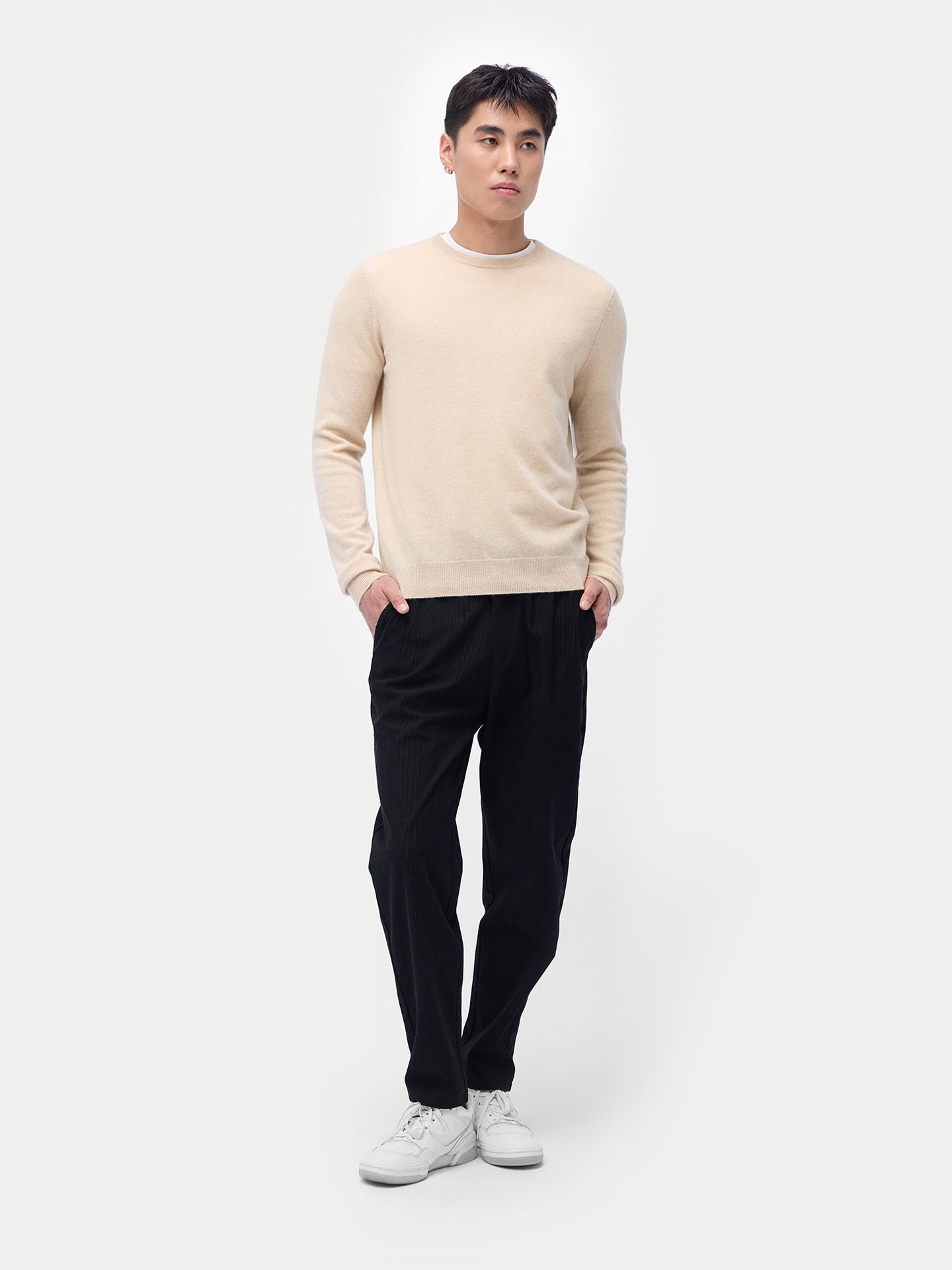 Pull col rond en cachemire Essential pour hommes