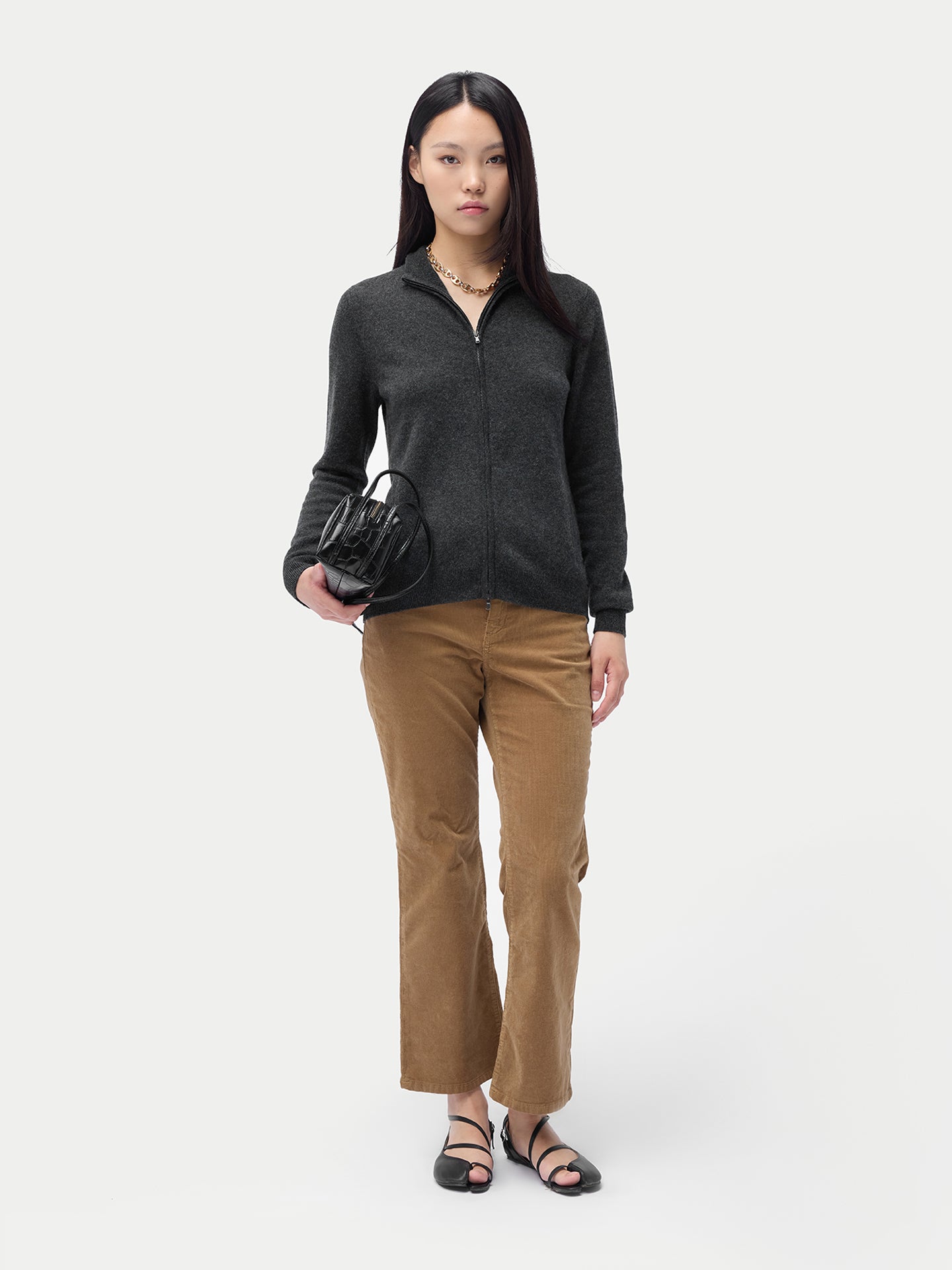 Cardigan zippé en cachemire Essential pour femmes