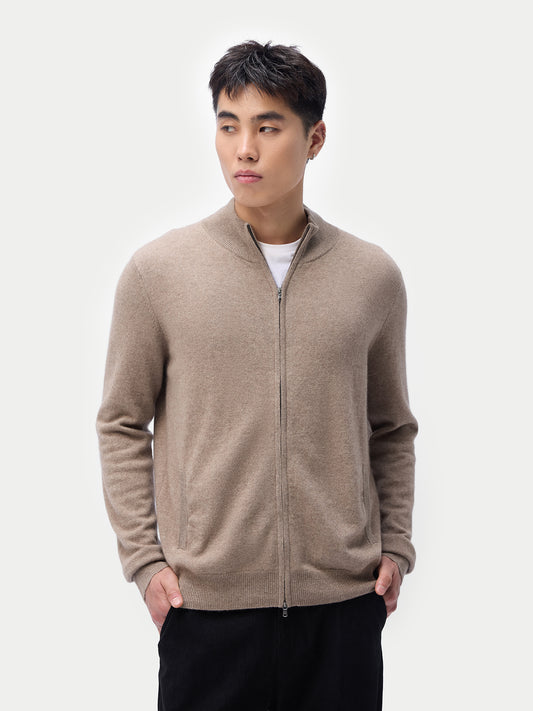 Cardigan zippé en cachemire Essential pour hommes Couleur Organique