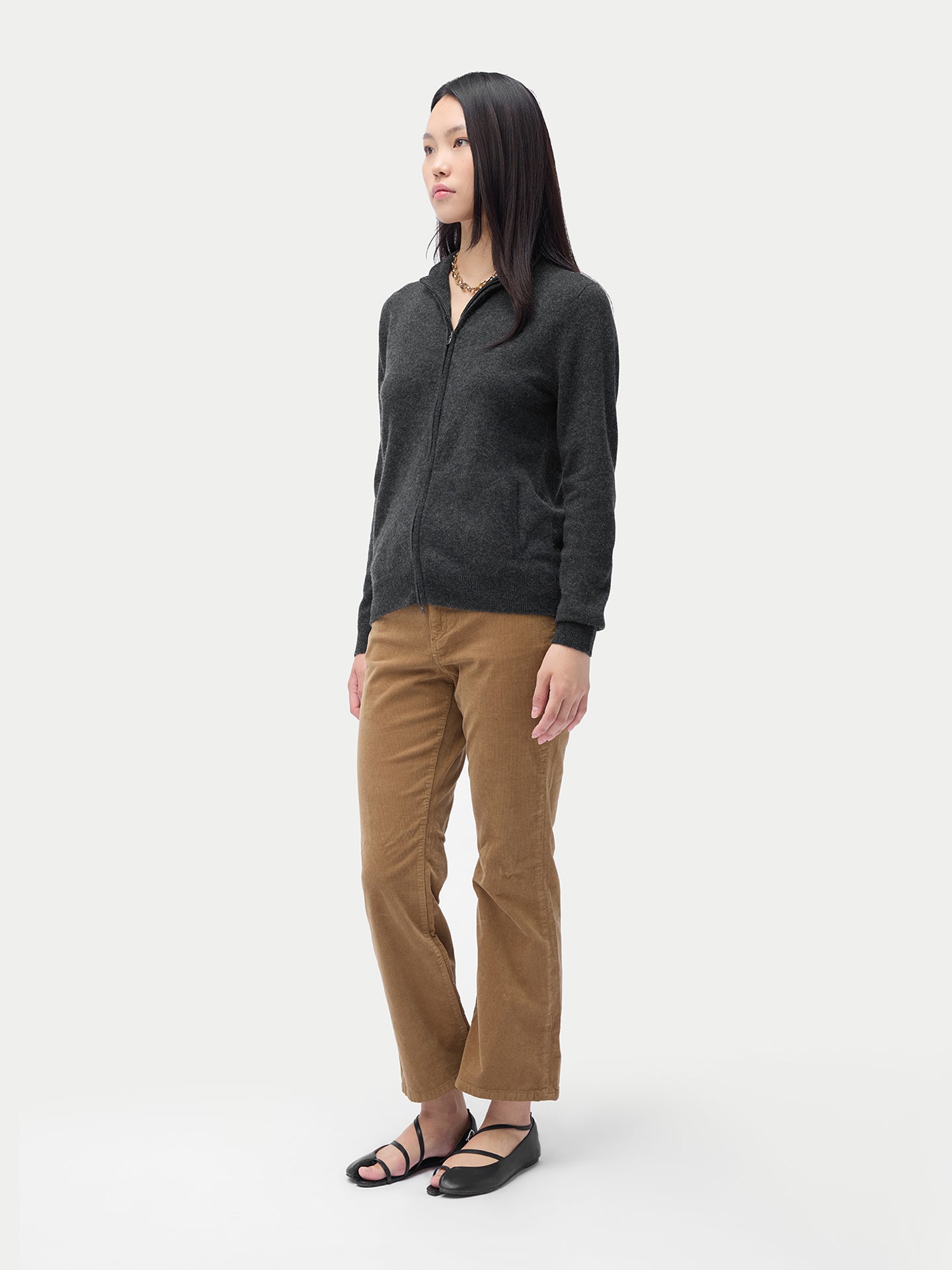 Cardigan zippé en cachemire Essential pour femmes