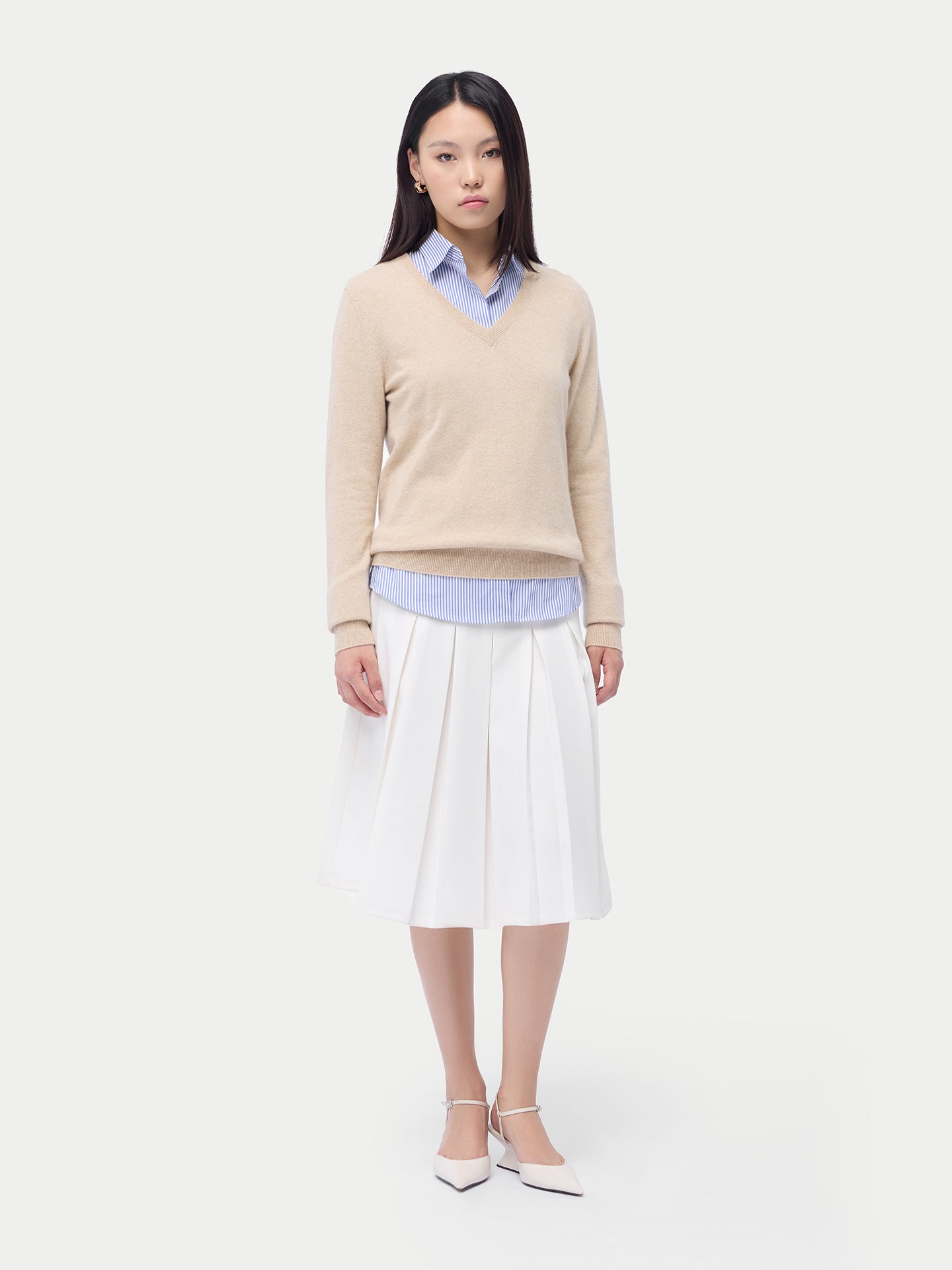 Pull col en V en cachemire Essential pour femmes Couleur Organique