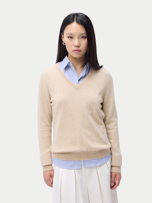 Pull col en V en cachemire Essential pour femmes Couleur Organique