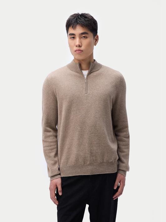 Pull polo demi en cachemire Essential pour hommes Couleur Organique