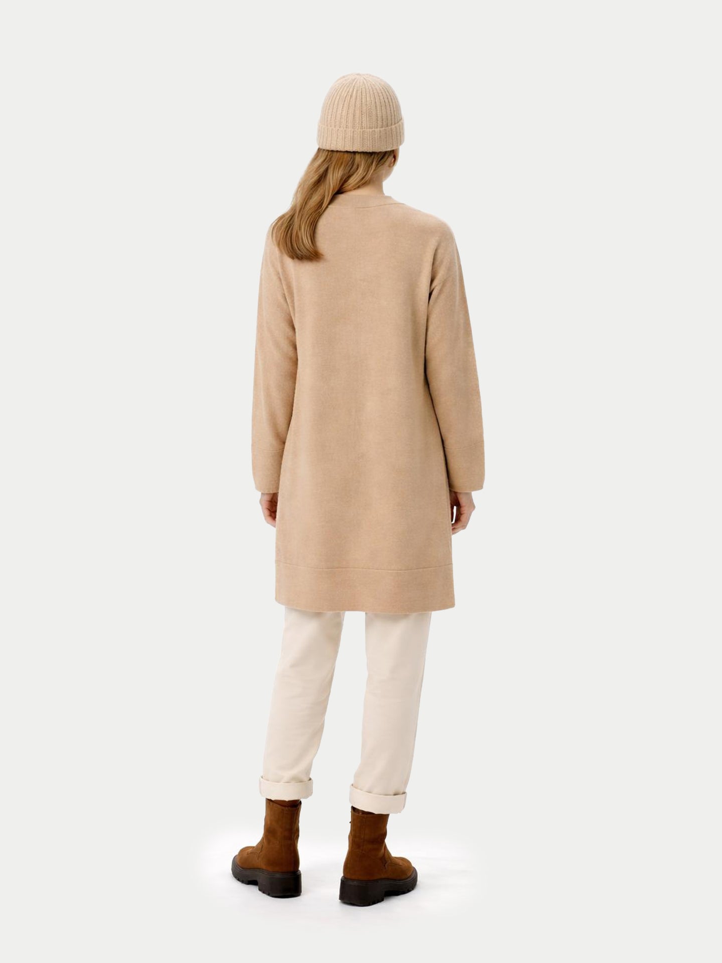 Robe en Cachemire Sans Coutures à Col Rond Couleur Organique