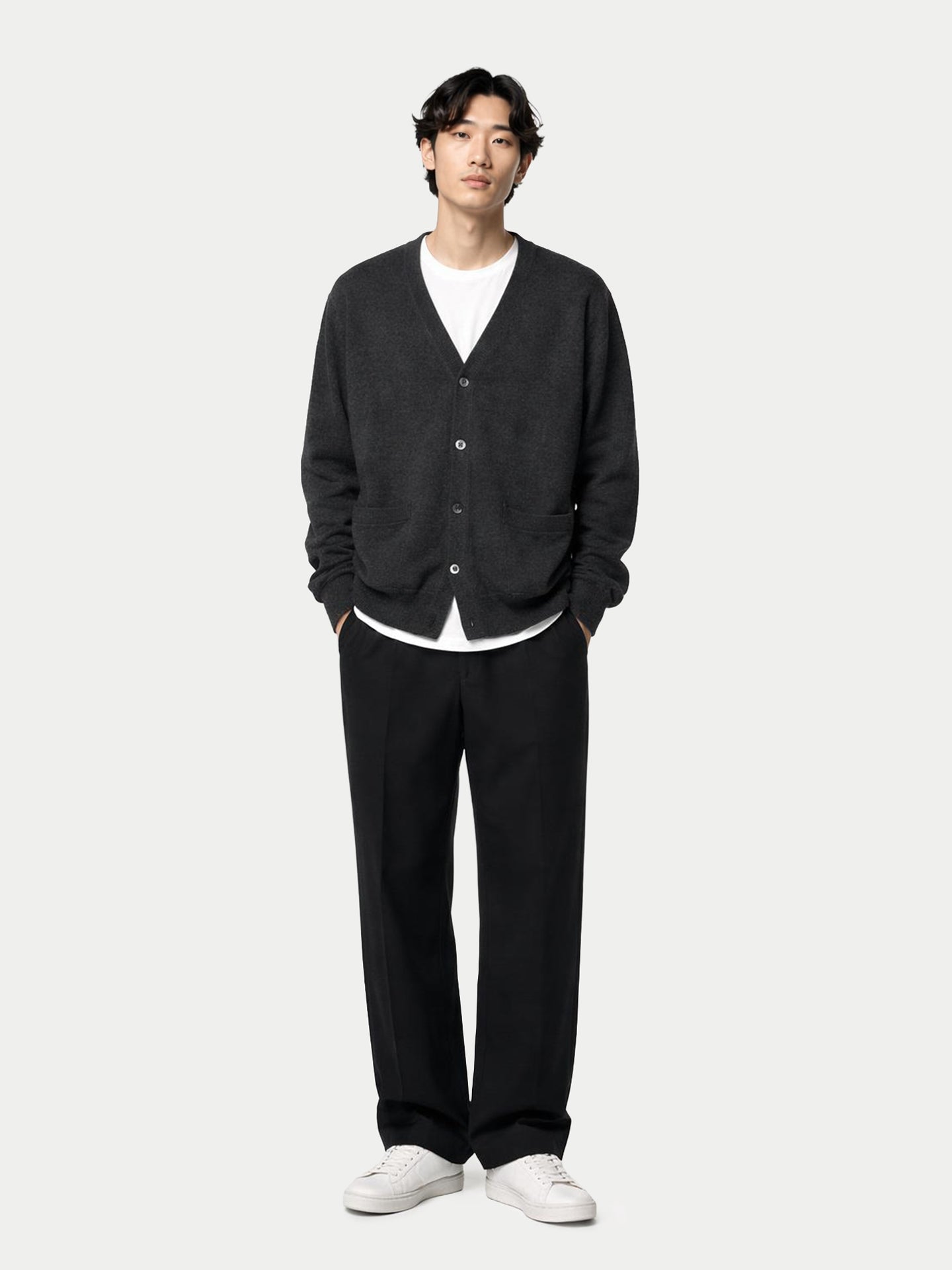 Cardigan col en V en cachemire Essential pour hommes