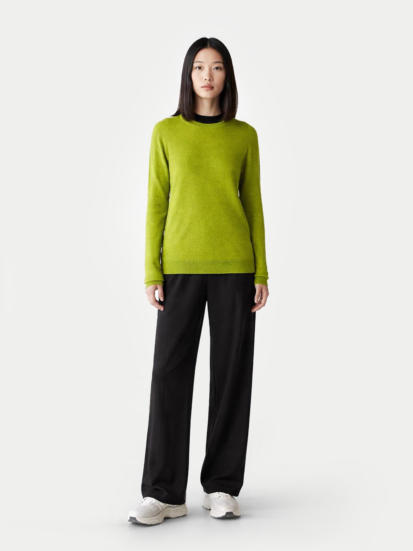 Pull col rond en cachemire Essential pour femmes éPinard Vert - Gobi Cashmere