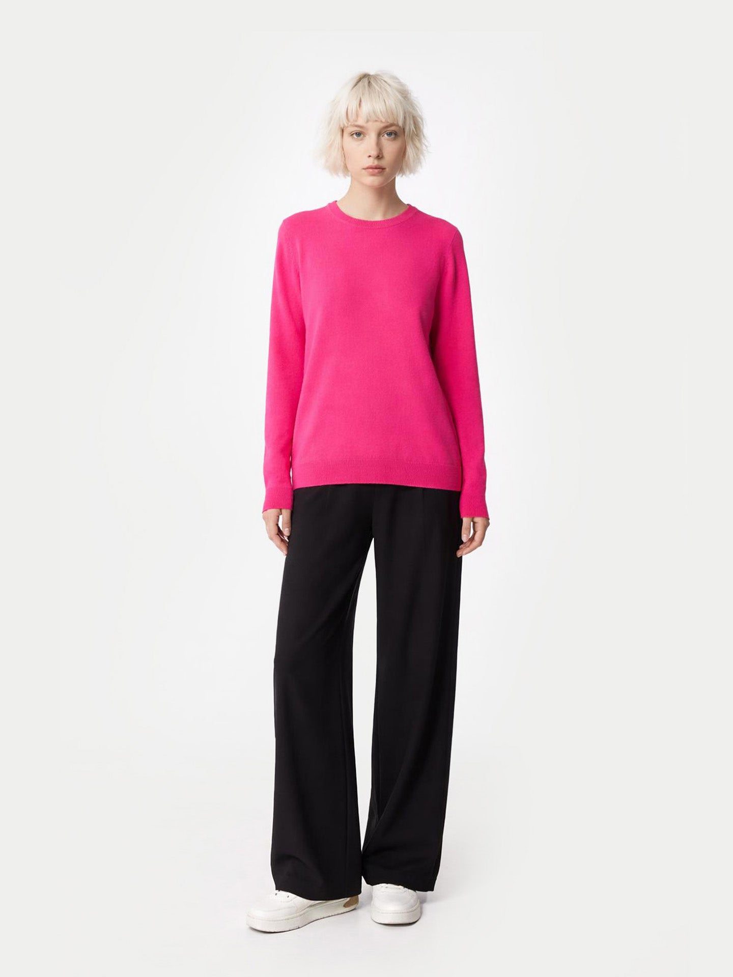 Pull col rond en cachemire Essential pour femmes Magenta - Gobi Cashmere