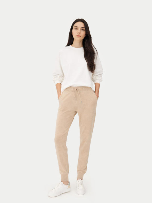 Jogger avec poignets en cachemire pour femmes Couleur Organique Beige - Gobi Cashmere