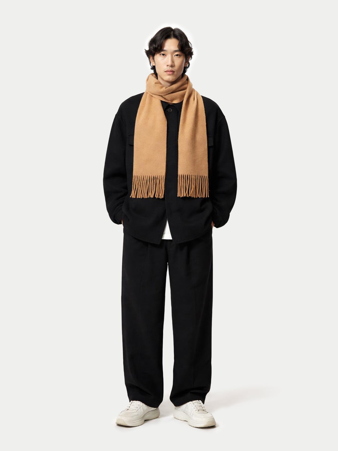 Écharpe avec franges en cachemire pour unisex