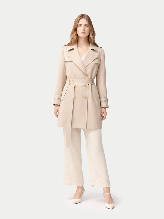 Trench-coat en cachemire à double boutonnage Couleur Organique