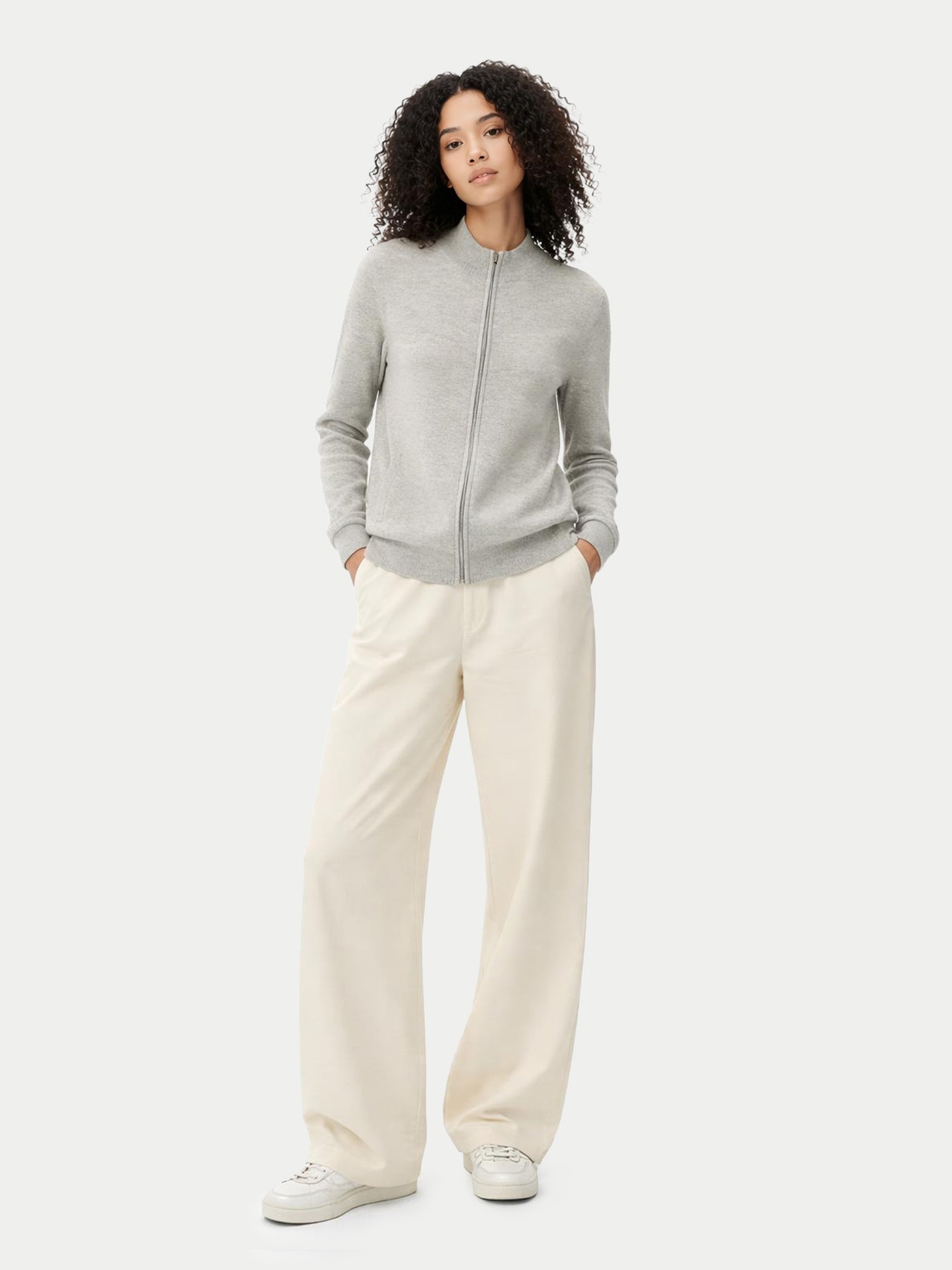 Cardigan zippé en cachemire Essential pour femmes