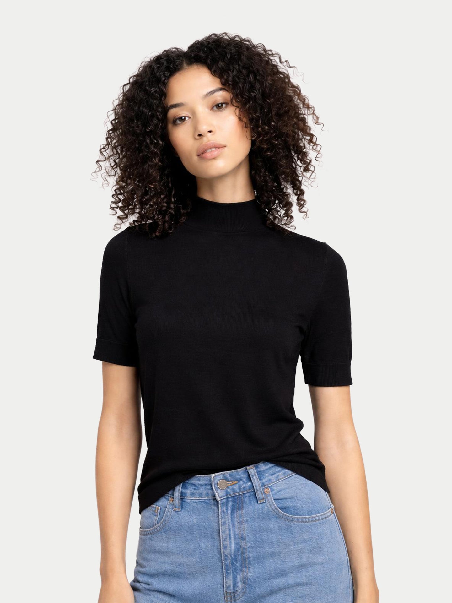 Chemise en cachemire et soie à col montant