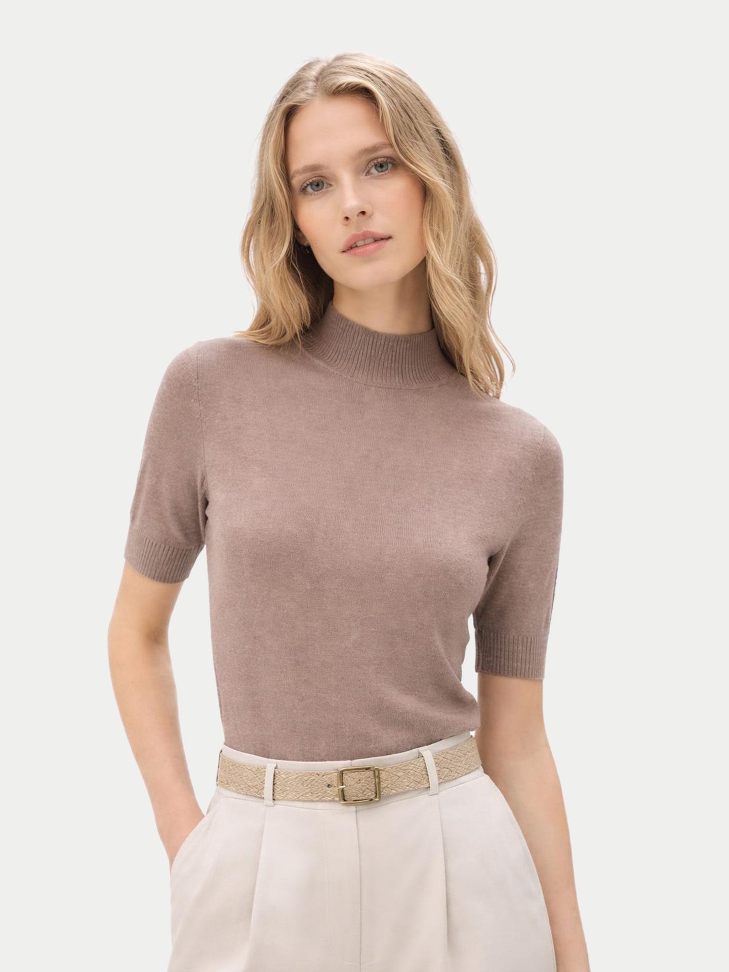Chemise en cachemire et soie à col montant