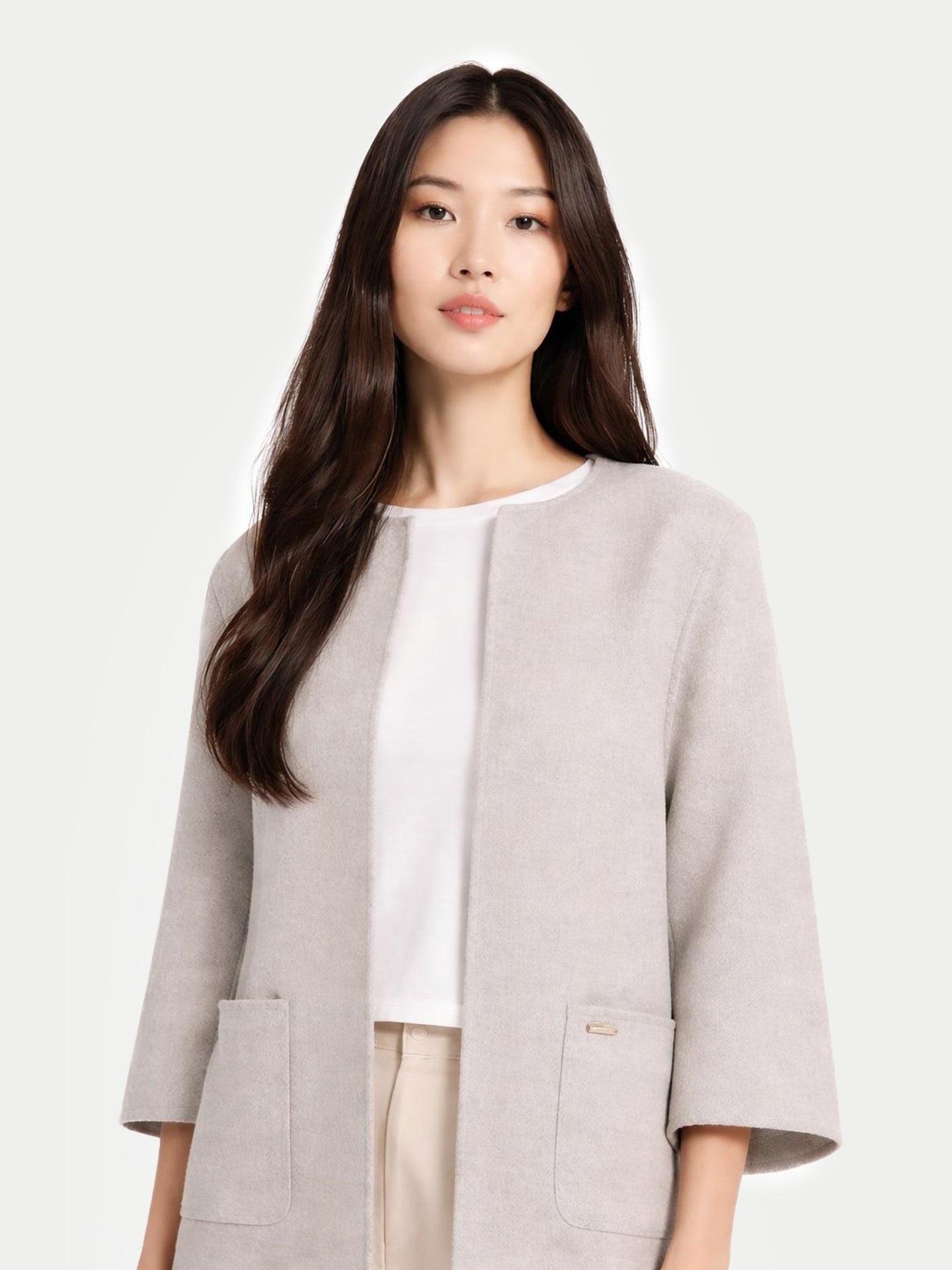 Veste Poncho en cachemire à poches plaquées