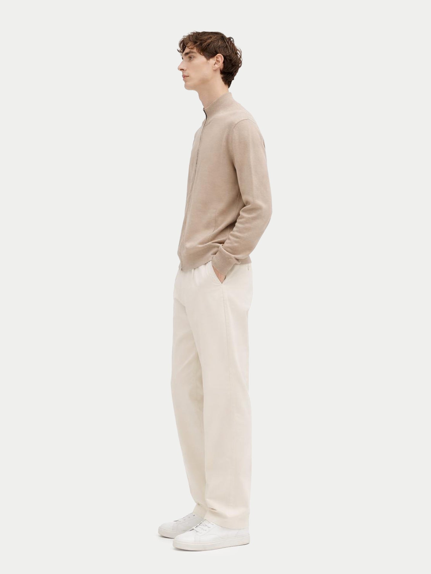 Cardigan zippé en cachemire Essential pour hommes Couleur Organique