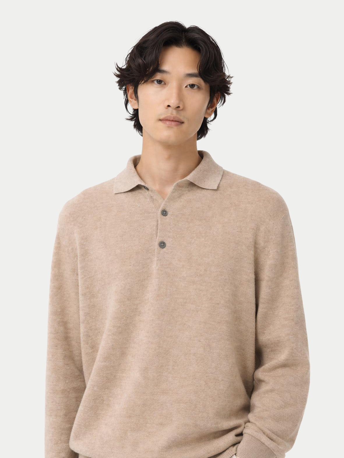 Pull col polo en cachemire Essential pour hommes Couleur Organique