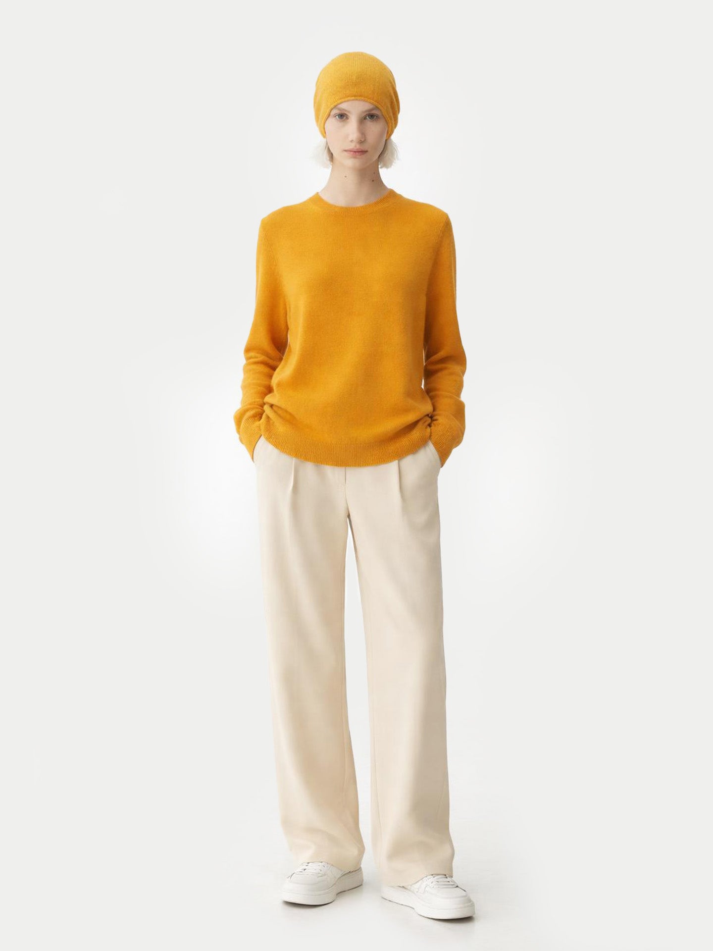 Ensemble pull et bonnet en cachemire Jonquille - Gobi Cashmere