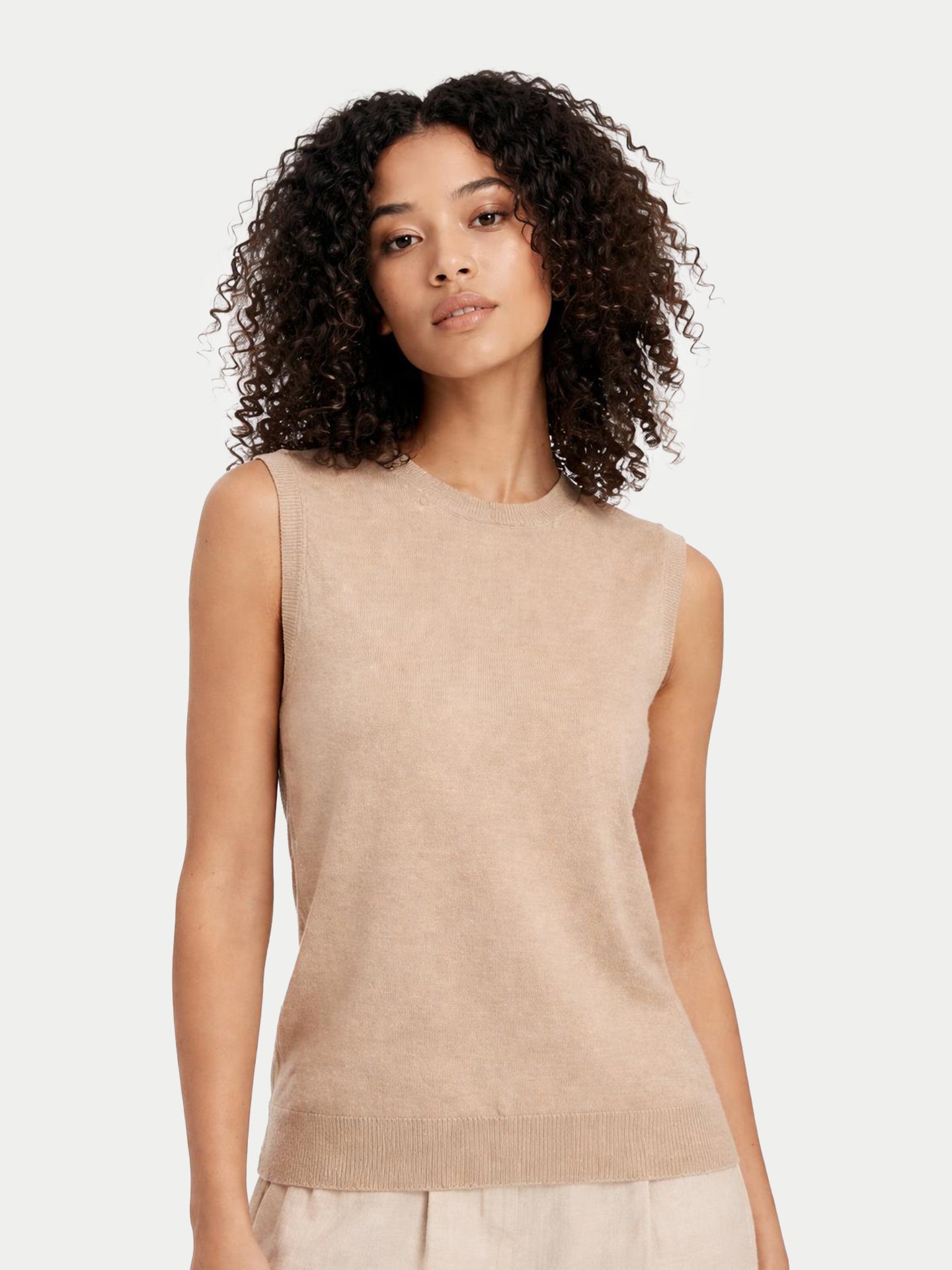 Gilet col rond en cachemire Essentiel pour femmes Couleur Organique