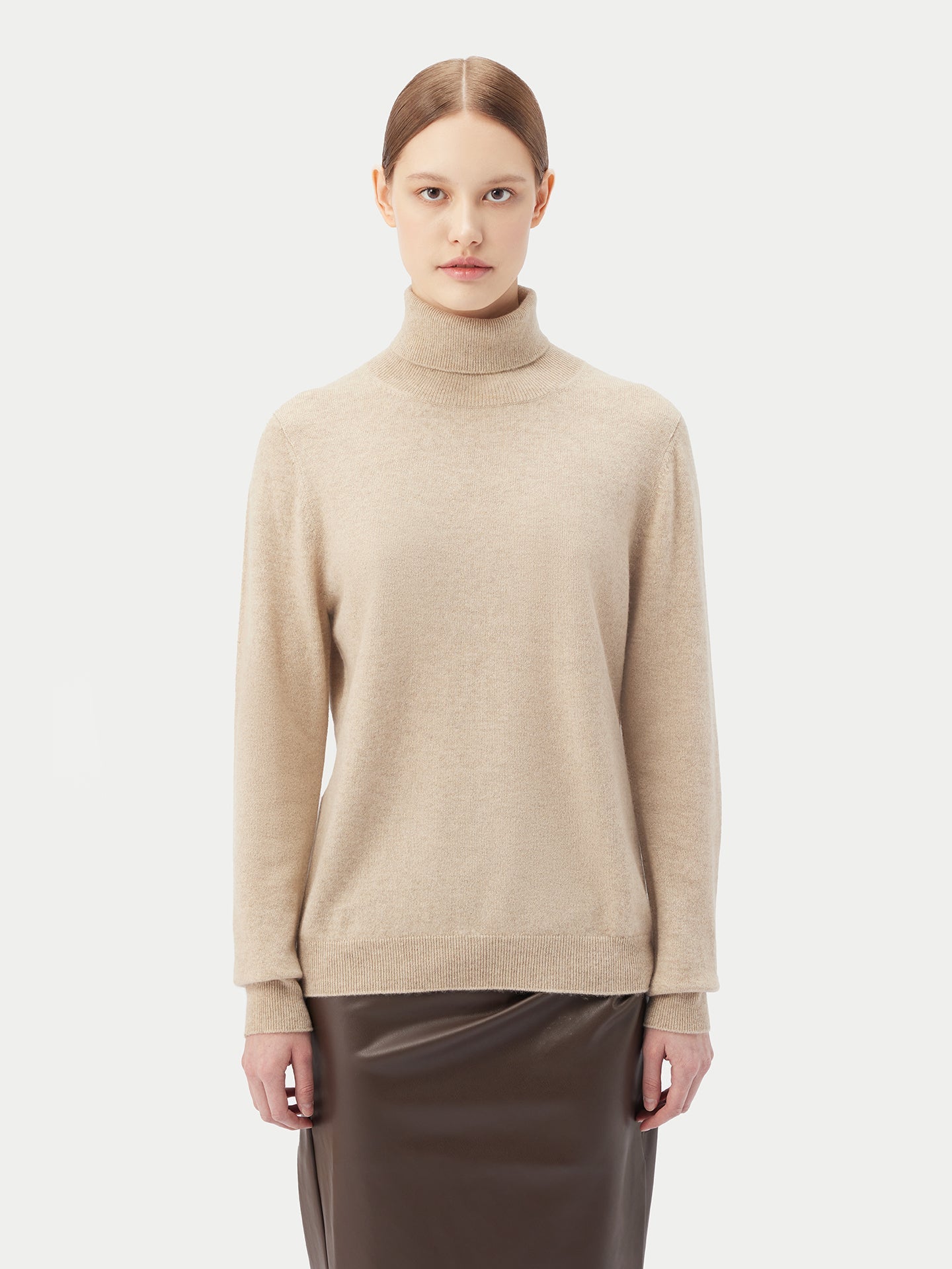 Col roulé femme en cachemire Taupe - Gobi Cashmere 