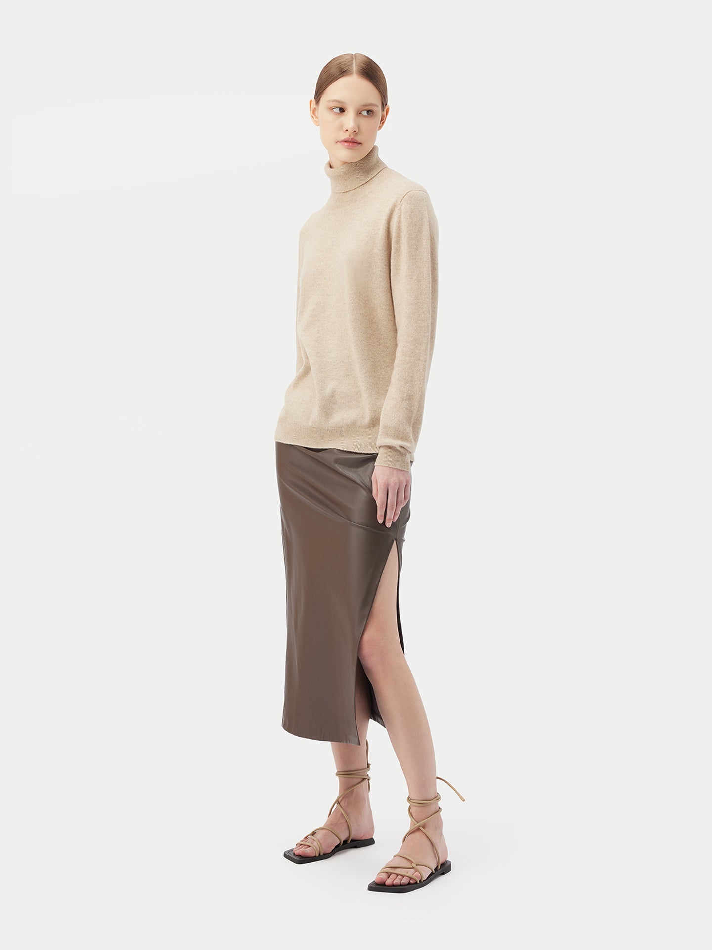 Col roulé femme en cachemire Taupe - Gobi Cashmere 