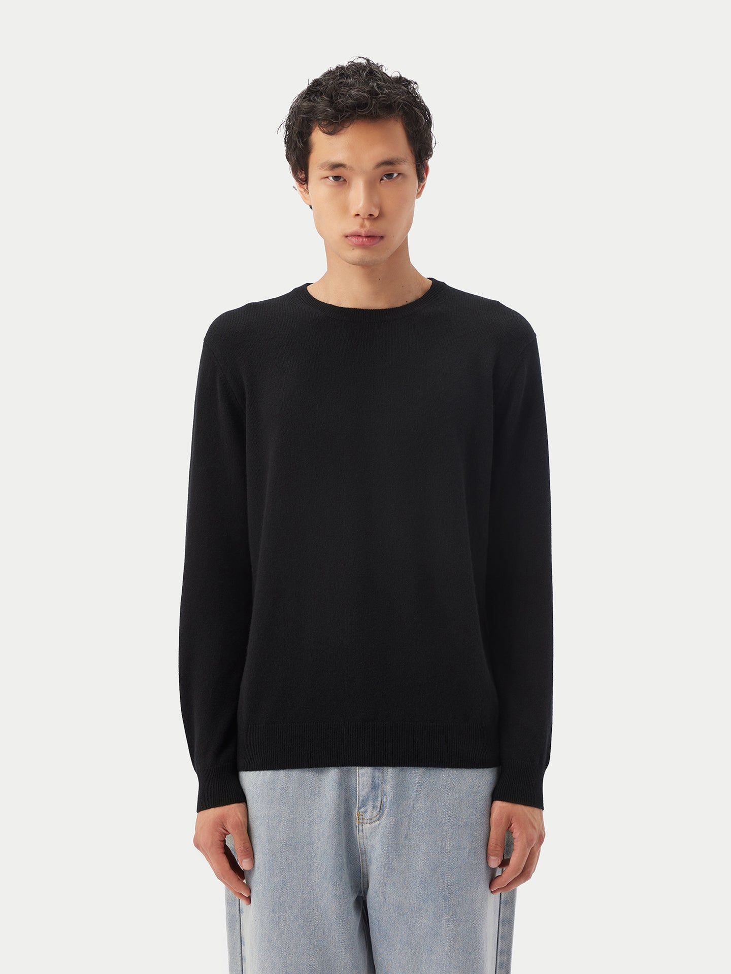Pull col rond en Cachemire pour hommes Noir - Gobi Cashmere