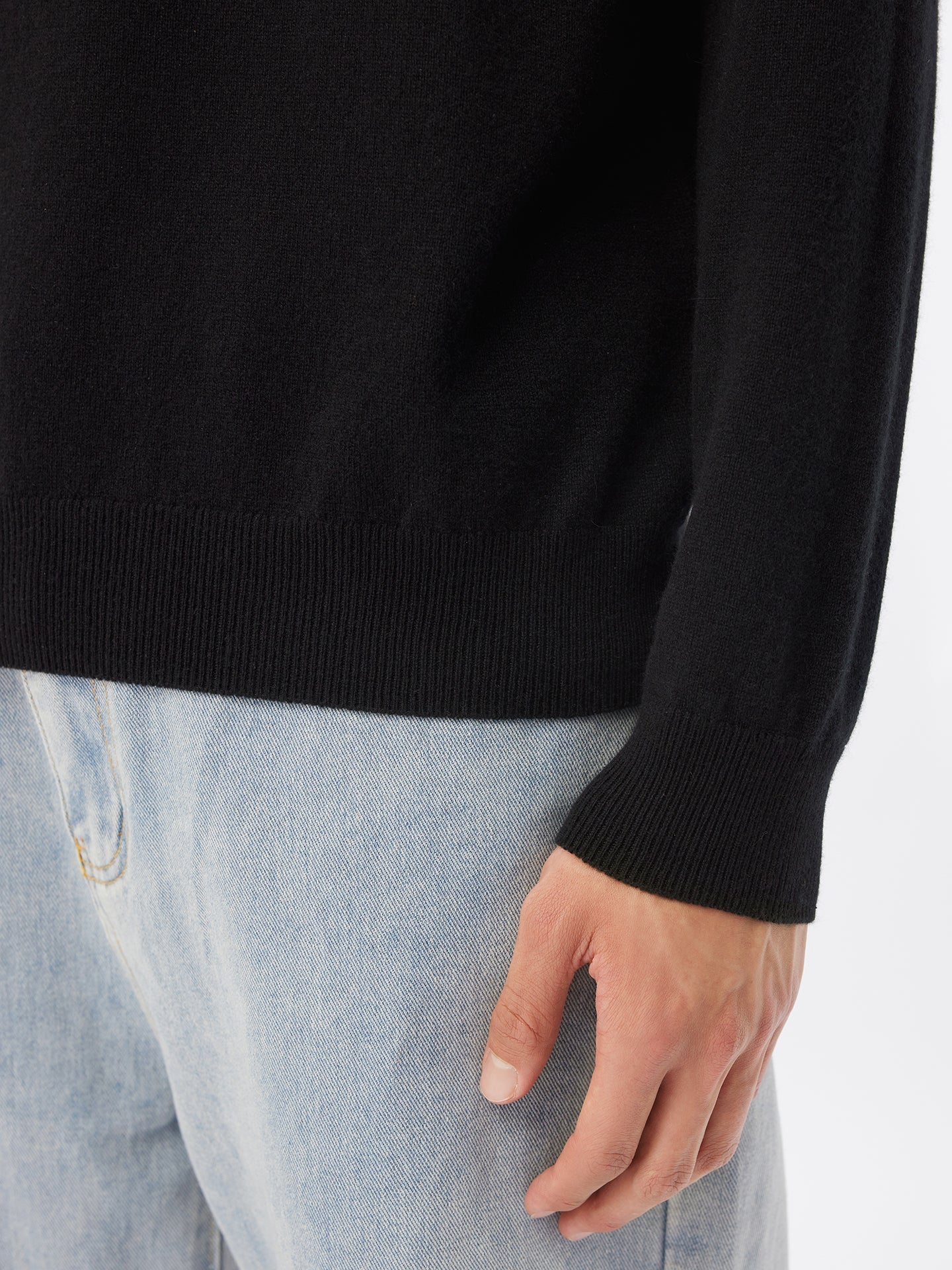 Pull col rond en Cachemire pour hommes Noir - Gobi Cashmere