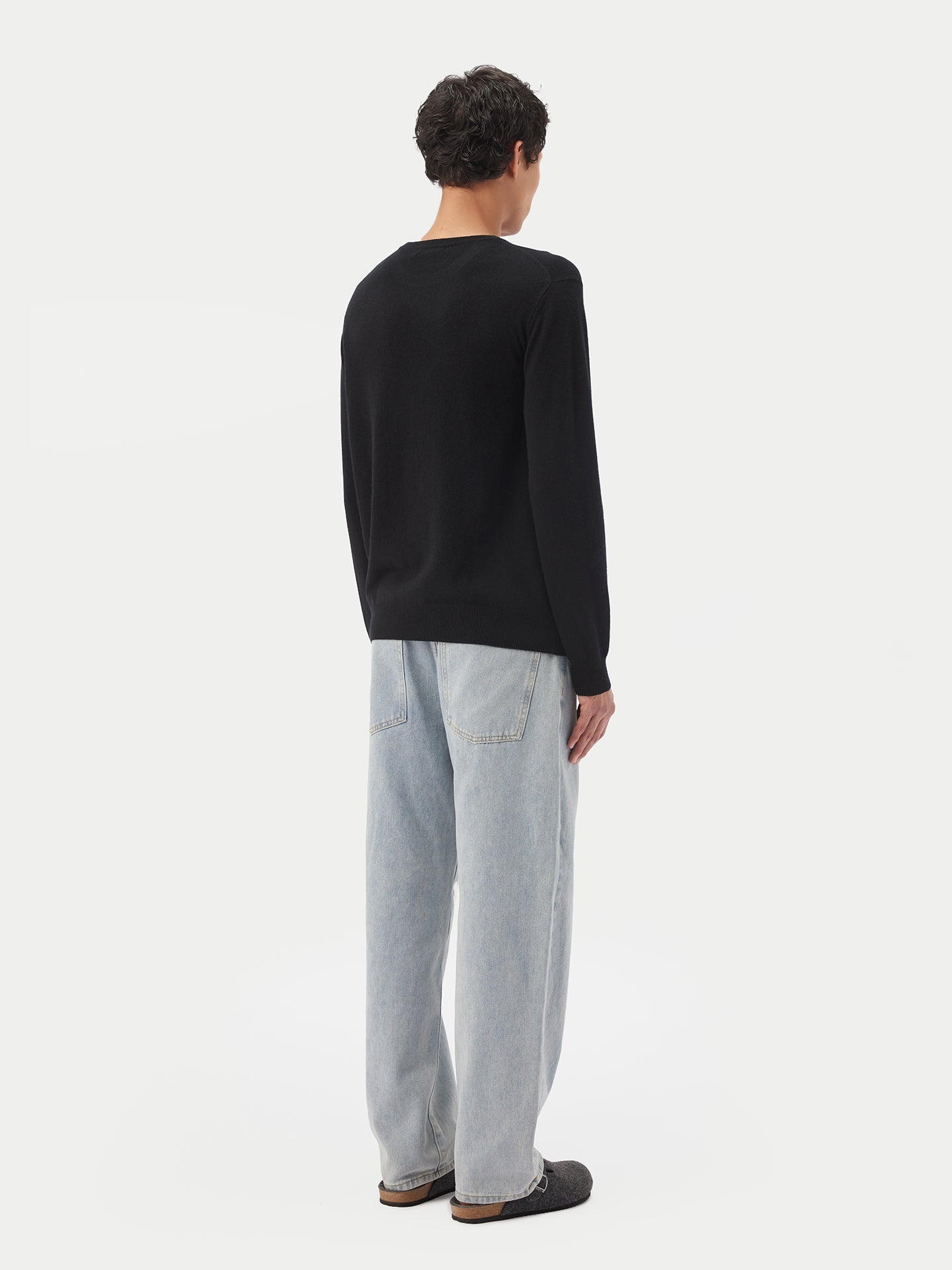 Pull col rond en Cachemire pour hommes Noir - Gobi Cashmere