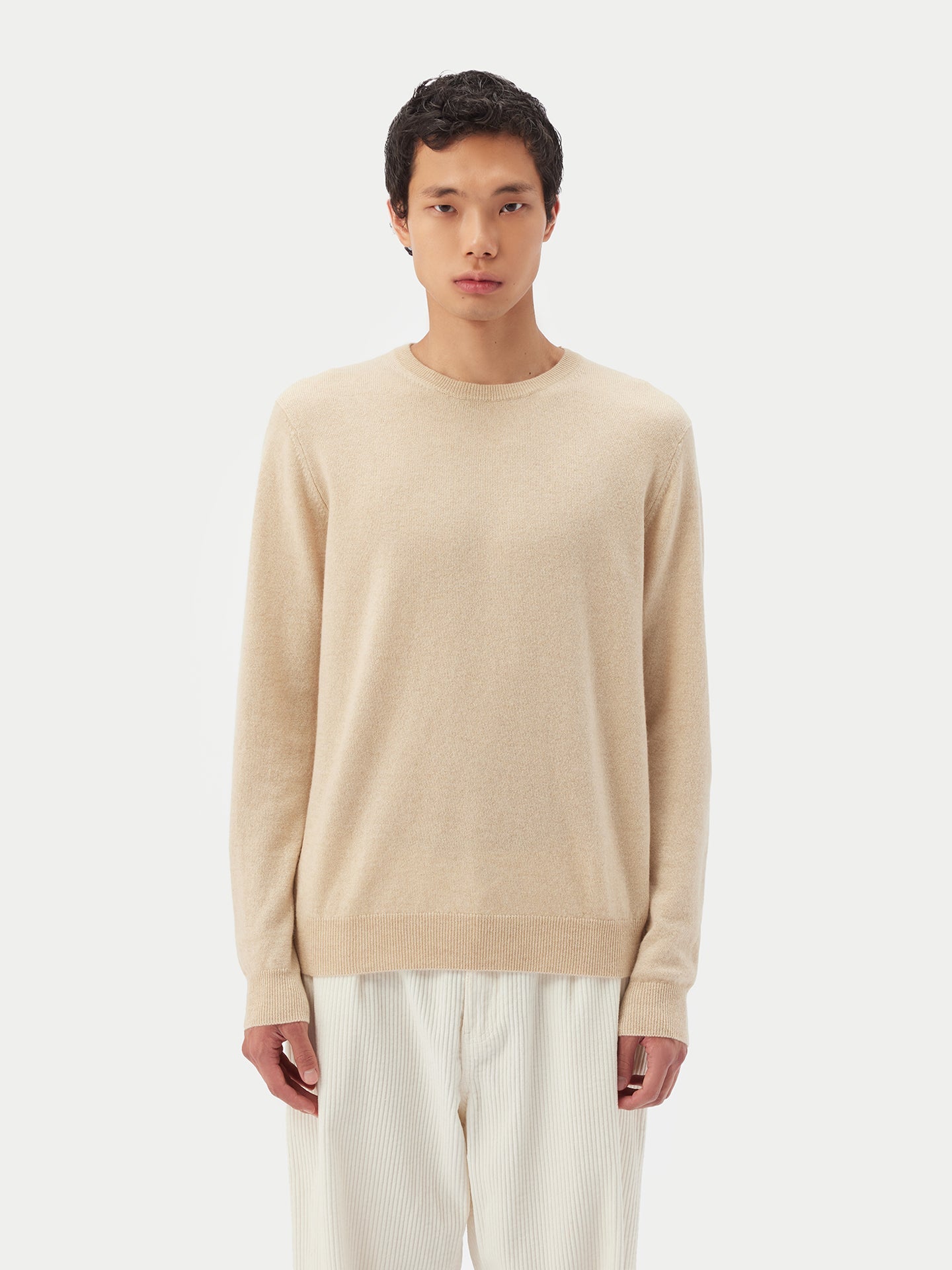 Pull col rond en Cachemire pour hommes Taupe - Gobi Cashmere
