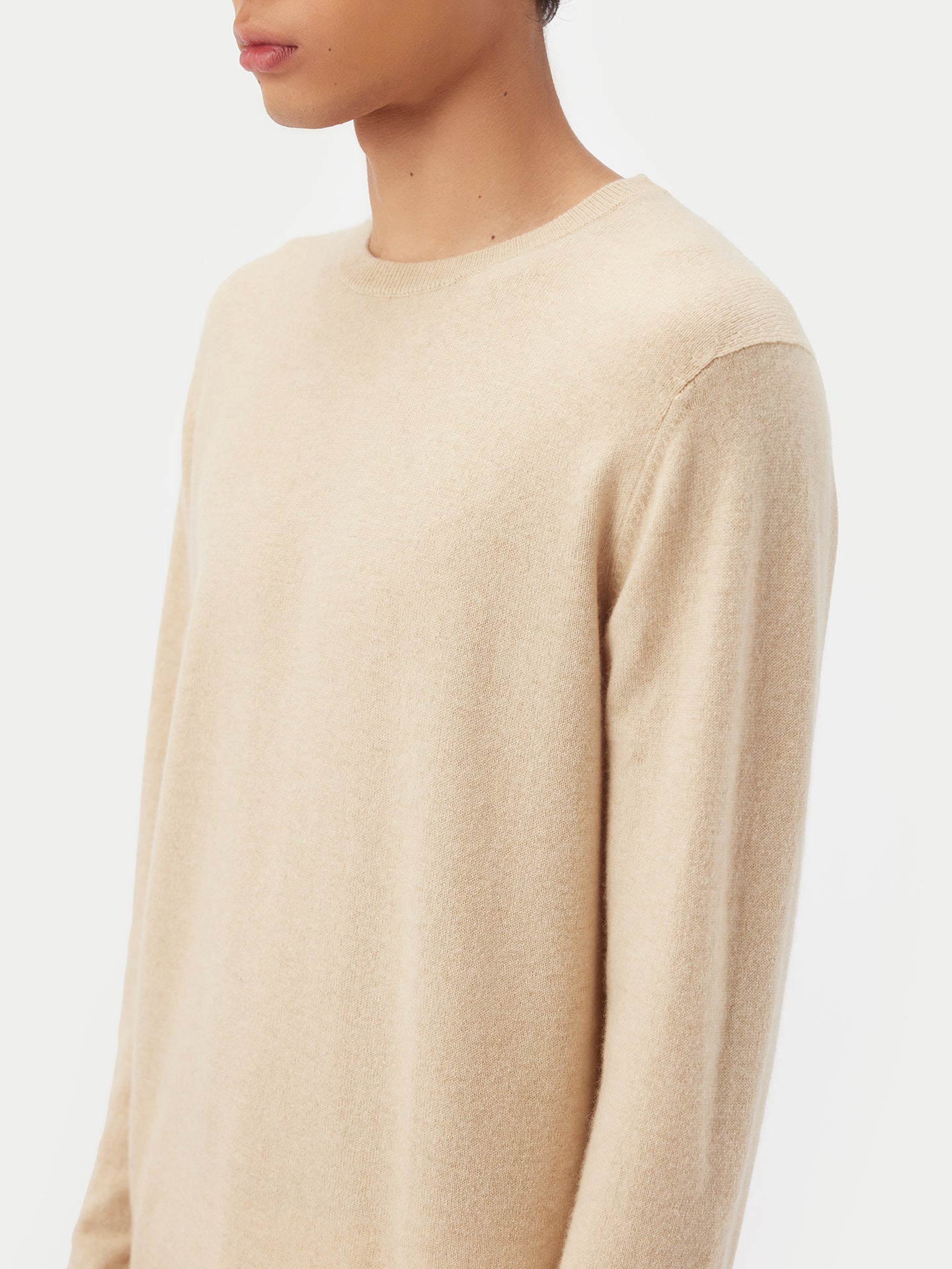 Pull col rond en Cachemire pour hommes Taupe - Gobi Cashmere