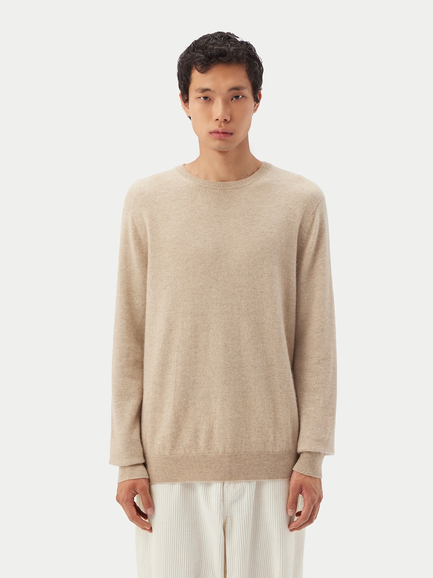 Pull col rond en Cachemire pour hommes Taupe - Gobi Cashmere